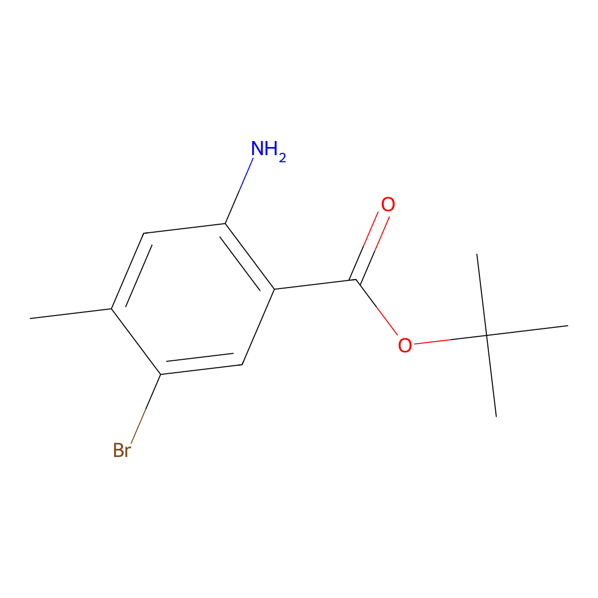 Tert-butyl 2-amino-5-bromo-4-methylbenzoate molecular structure, CAS 2580189-46-2