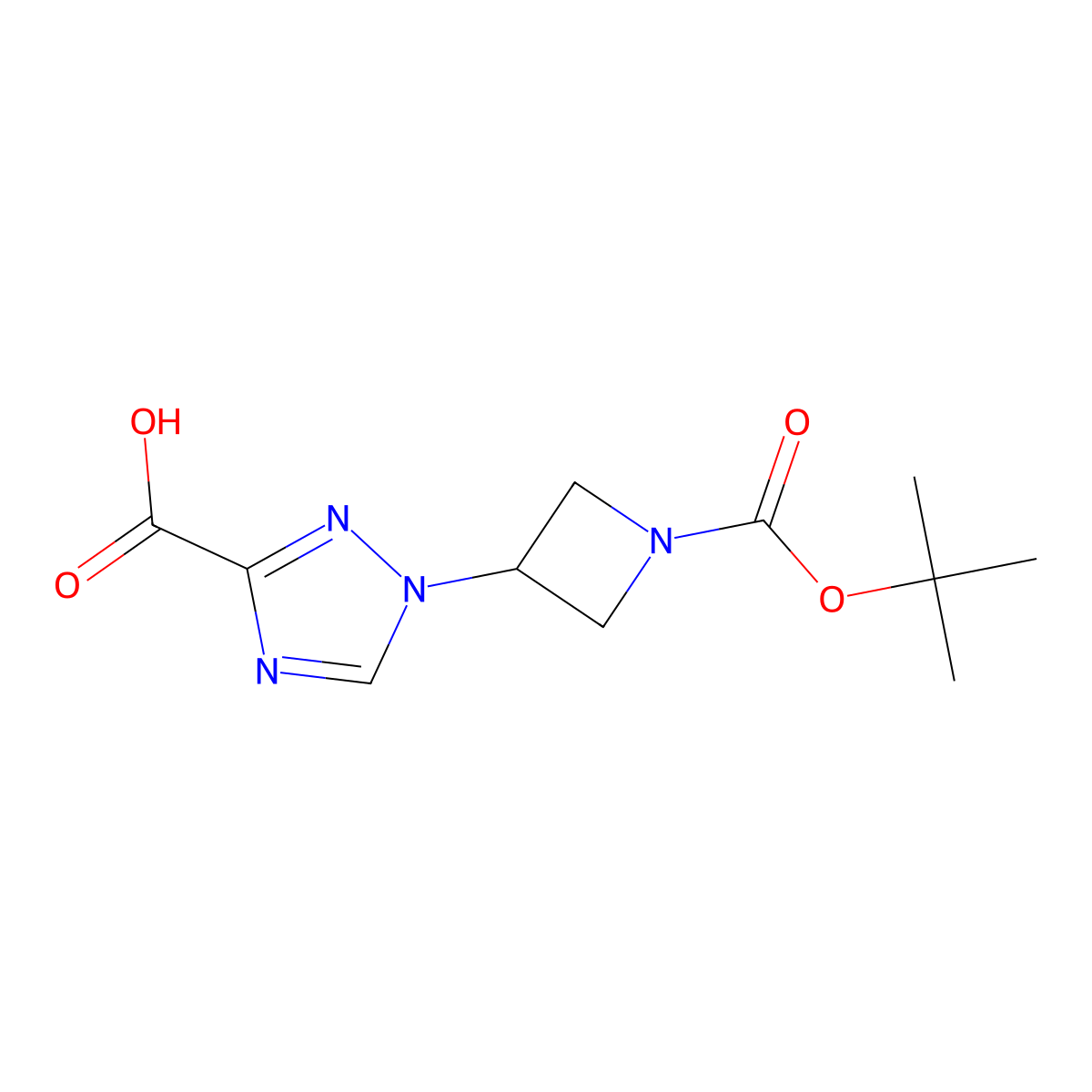 1-{1-[(tert-butoxy)carbonyl]azetidin-3-yl}-1H-1,2,4-triazole-3-carboxylic acid molecular structure, CAS 2580189-49-5
