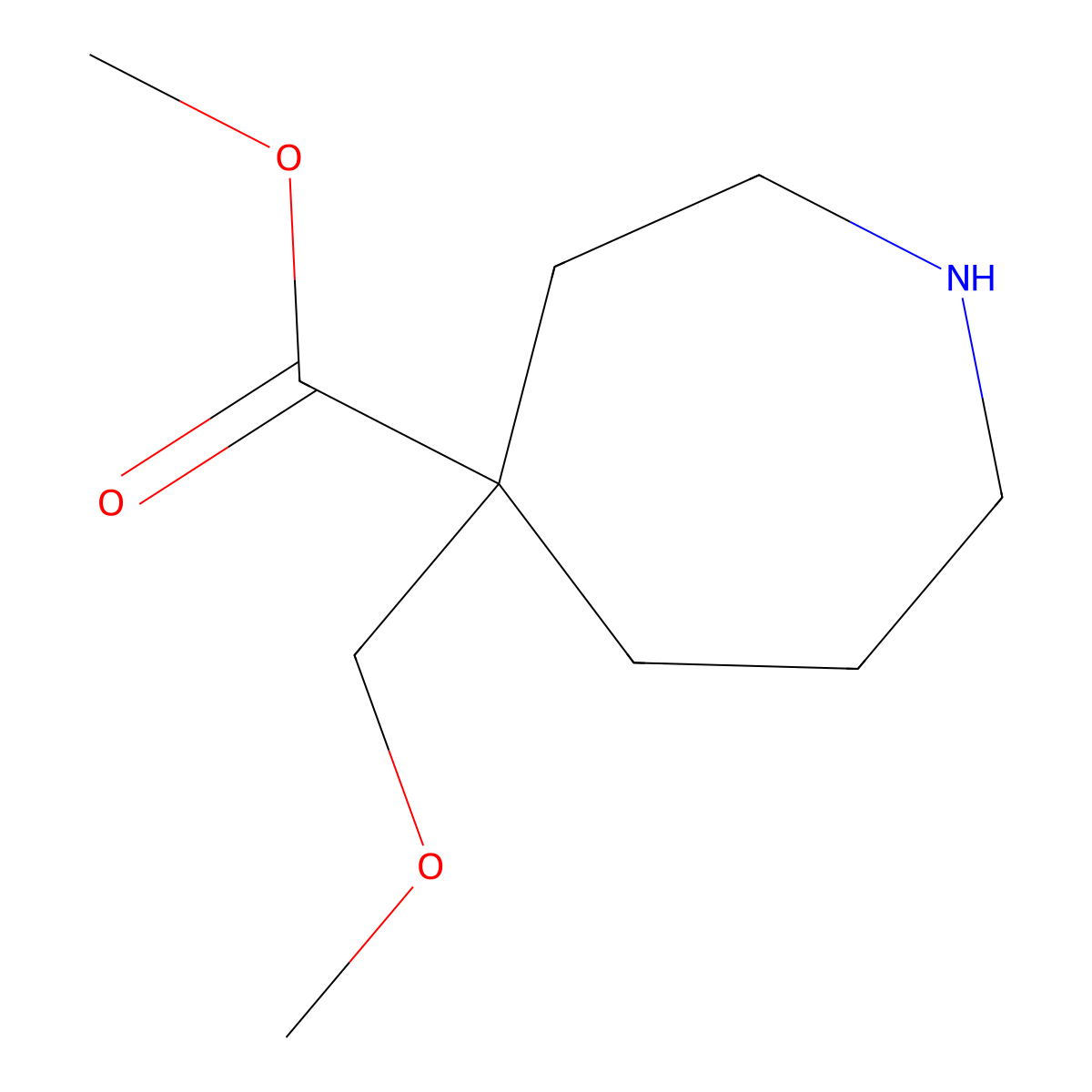 Methyl 4-(methoxymethyl)azepane-4-carboxylate molecular structure, CAS 2580189-50-8