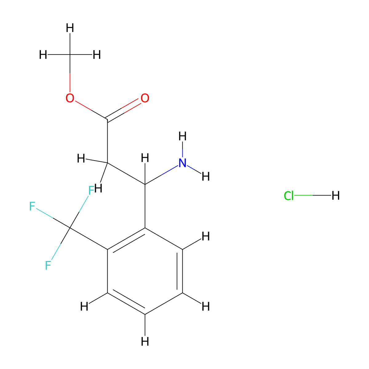 Methyl 3-amino-3-[2-(trifluoromethyl)phenyl]propanoate hydrochloride molecular structure, CAS 2580189-51-9