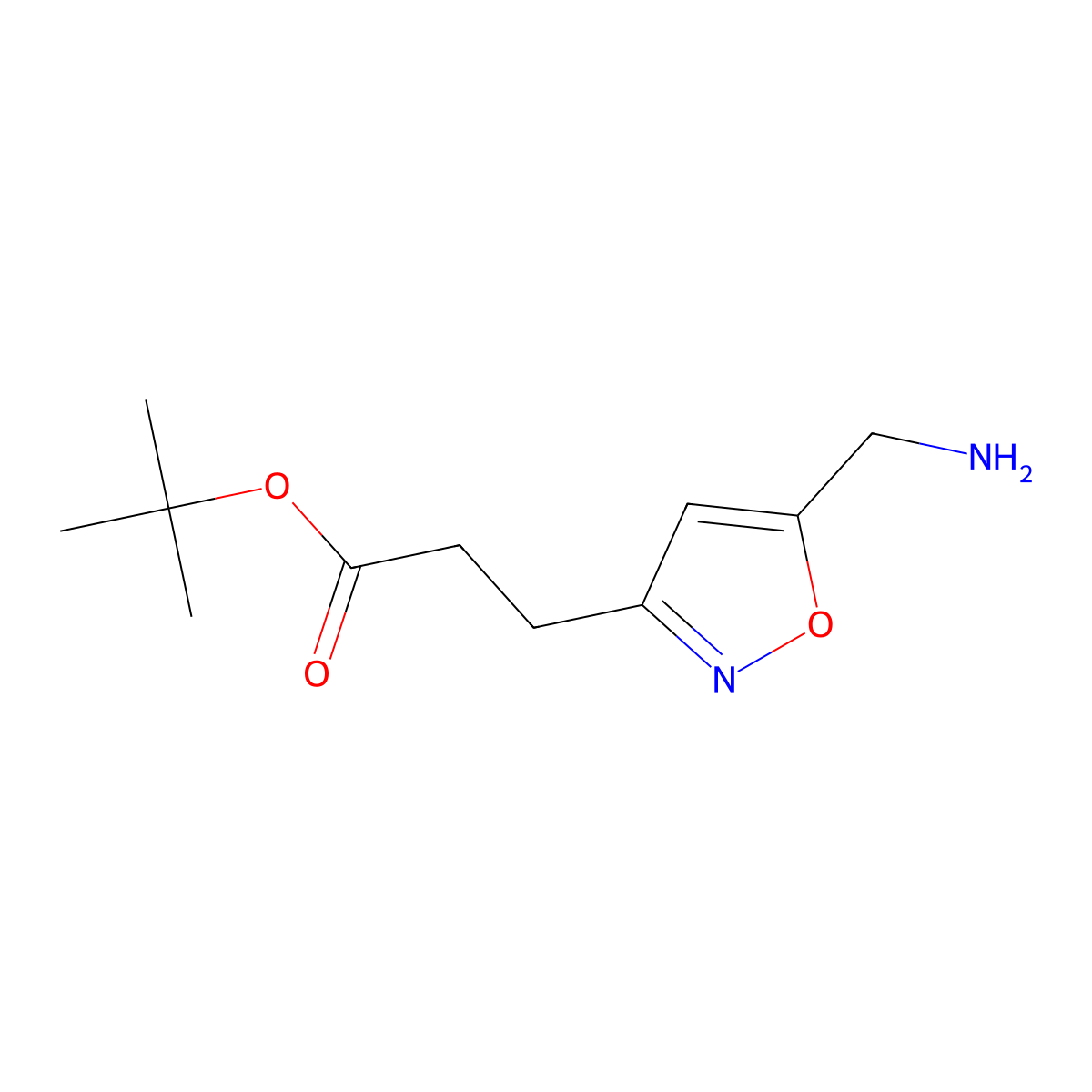 Tert-butyl 3-[5-(aminomethyl)-1,2-oxazol-3-yl]propanoate molecular structure, CAS 2580189-54-2