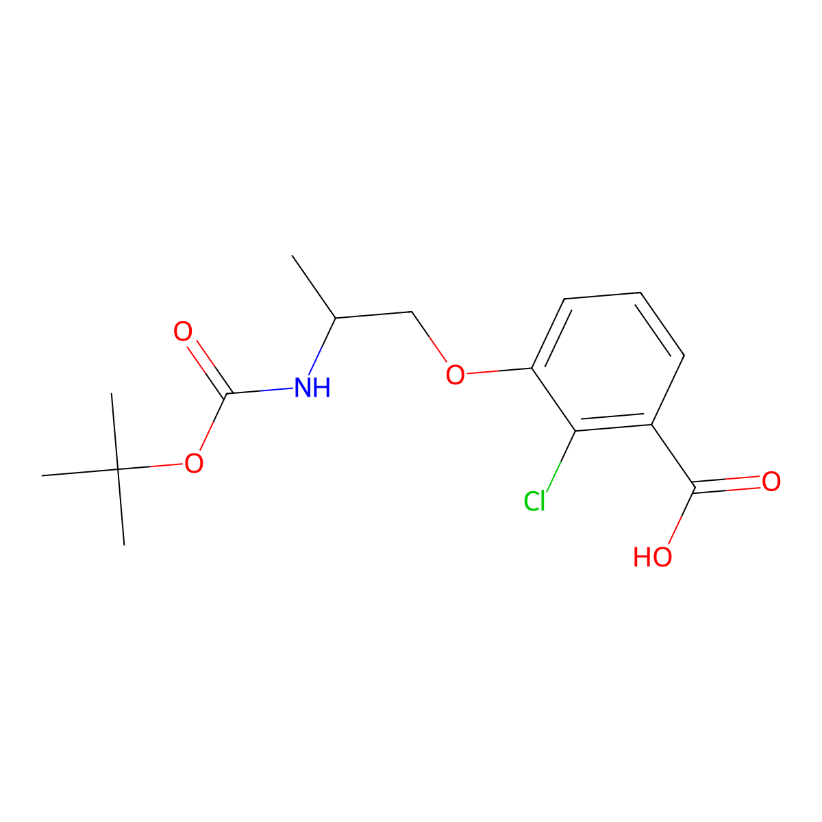 3-(2-{[(Tert-butoxy)carbonyl]amino}propoxy)-2-chlorobenzoic acid molecular structure, CAS 2580189-55-3