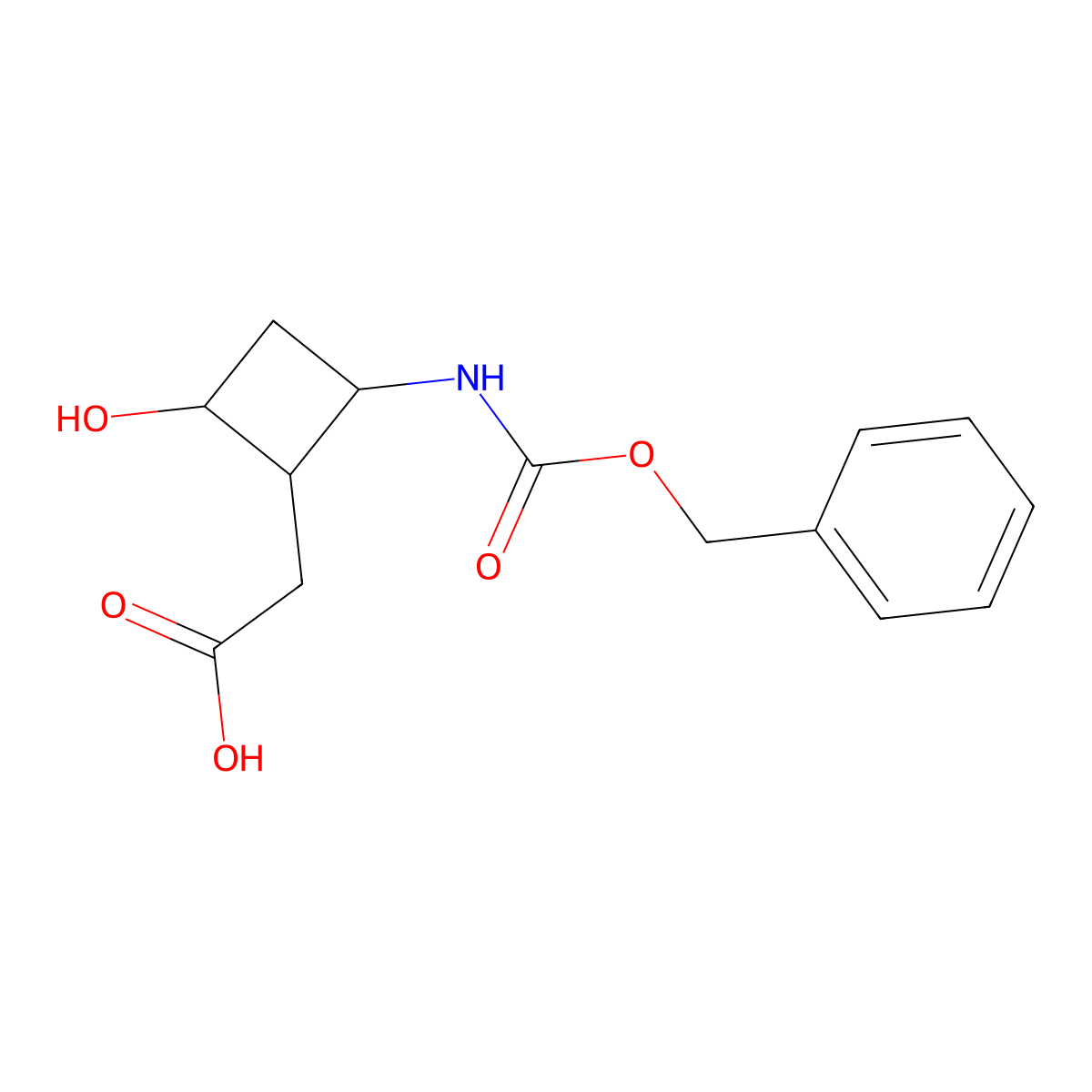 2-(2-{[(Benzyloxy)carbonyl]amino}-4-hydroxycyclobutyl)acetic acid molecular structure, CAS 2580189-63-3