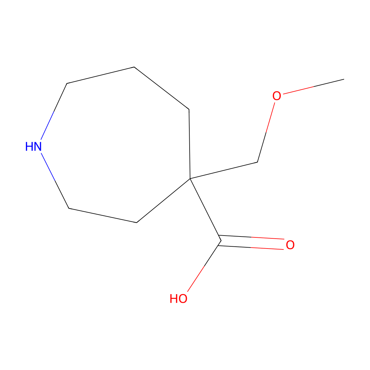 4-(Methoxymethyl)azepane-4-carboxylic acid molecular structure, CAS 2580189-69-9