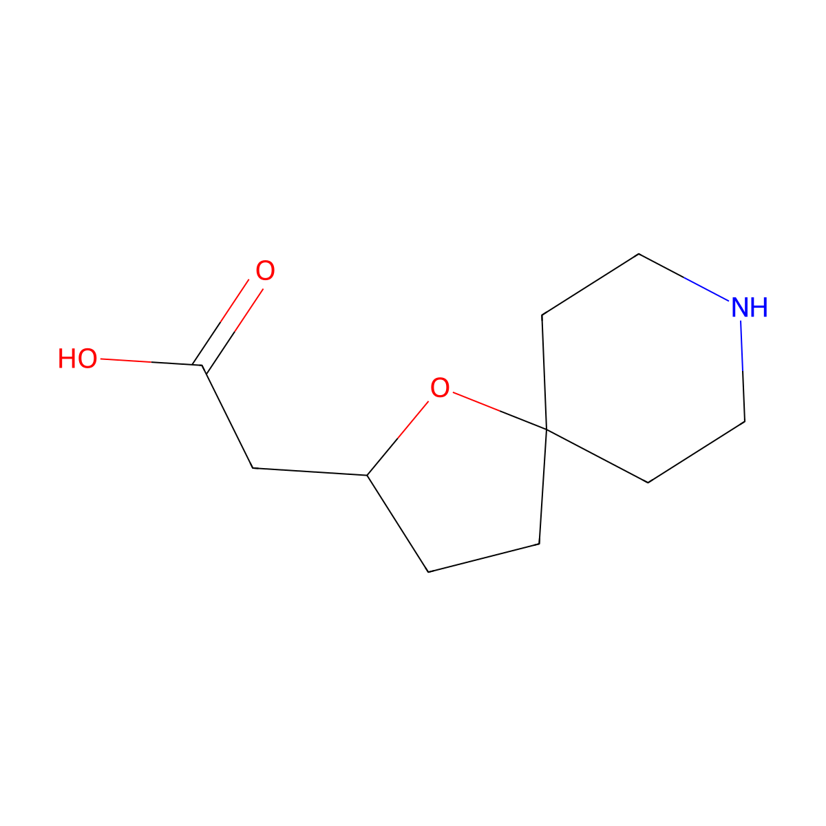 2-{1-Oxa-8-azaspiro[4.5]decan-2-yl}acetic acid molecular structure, CAS 2580189-73-5