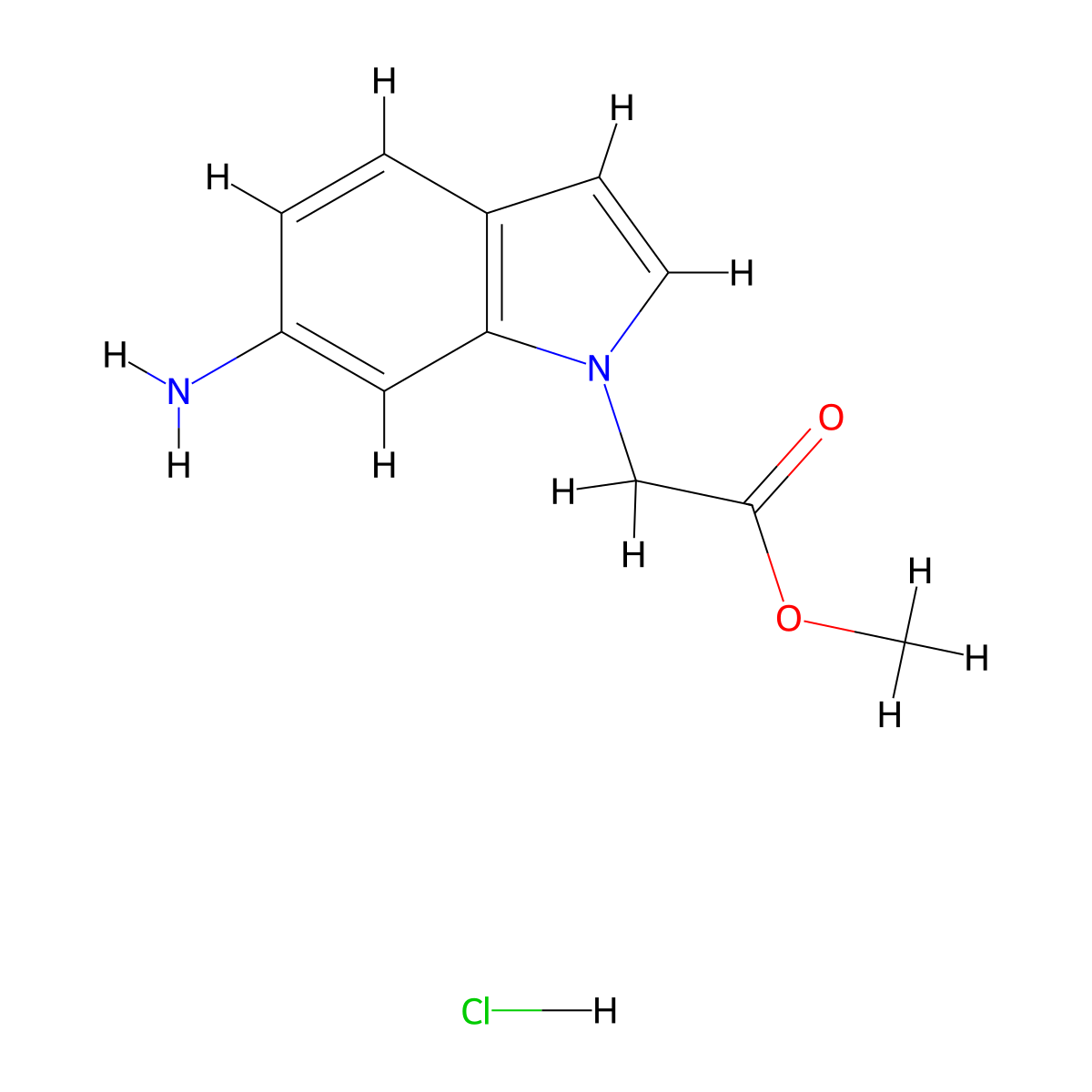 methyl 2-(6-amino-1H-indol-1-yl)acetate hydrochloride molecular structure, CAS 2580189-78-0