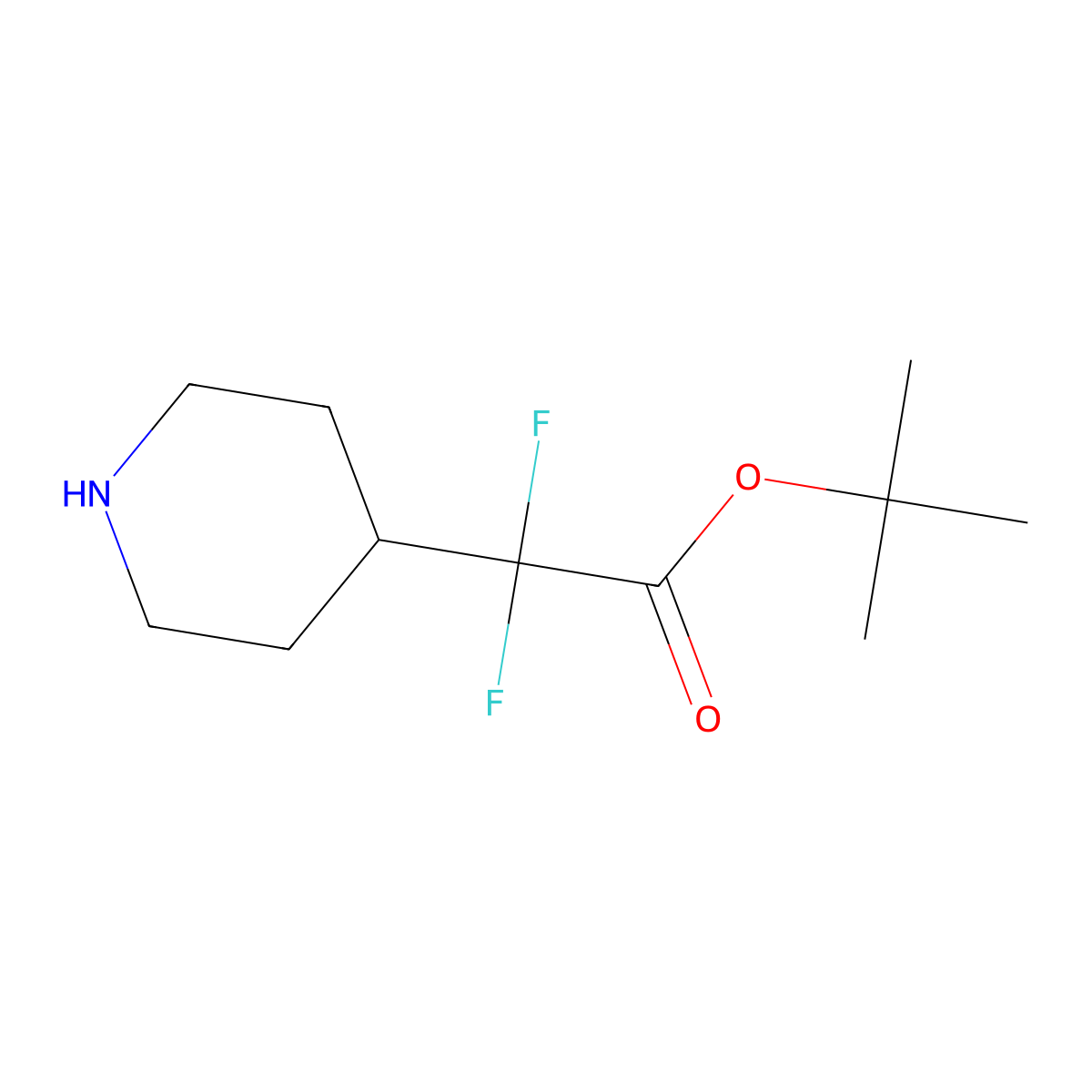 Tert-butyl 2,2-difluoro-2-(piperidin-4-yl)acetate molecular structure, CAS 2580189-93-9