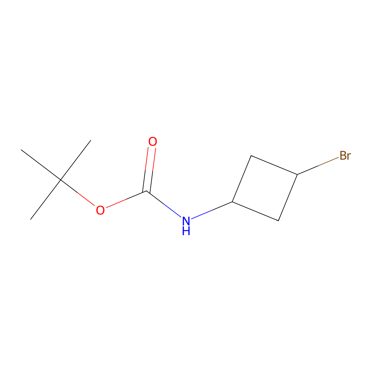 rac-tert-butyl N-((1r,3r)-3-bromocyclobutyl)carbamate molecular structure, CAS 2580189-94-0