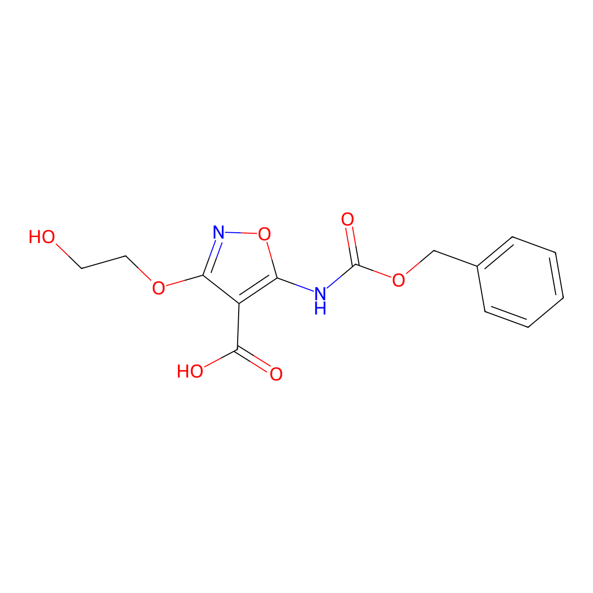 5-{[(Benzyloxy)carbonyl]amino}-3-(2-hydroxyethoxy)-1,2-oxazole-4-carboxylic acid molecular structure, CAS 2580189-95-1