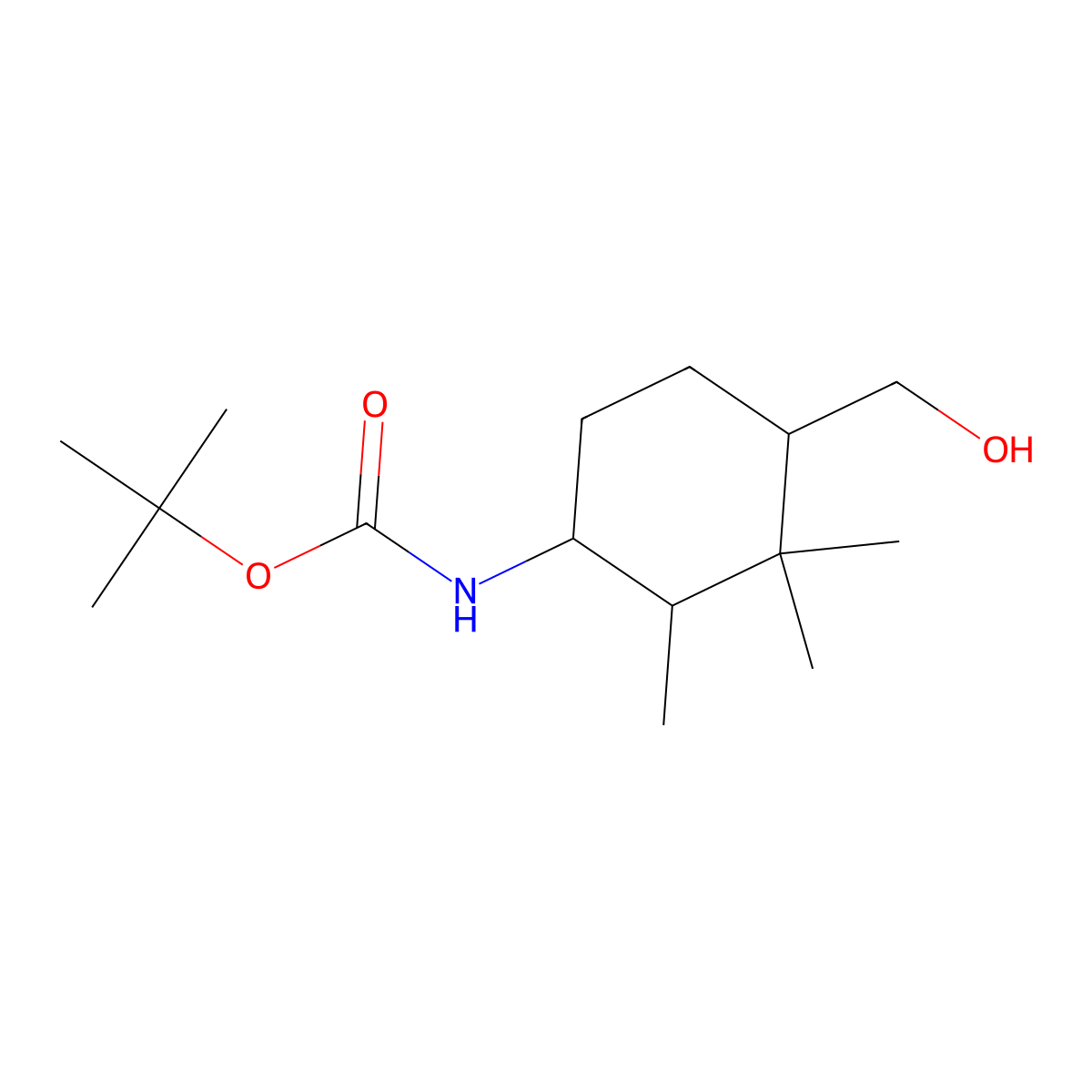 tert-butyl N-[4-(hydroxymethyl)-2,3,3-trimethylcyclohexyl]carbamate molecular structure, CAS 2580189-96-2
