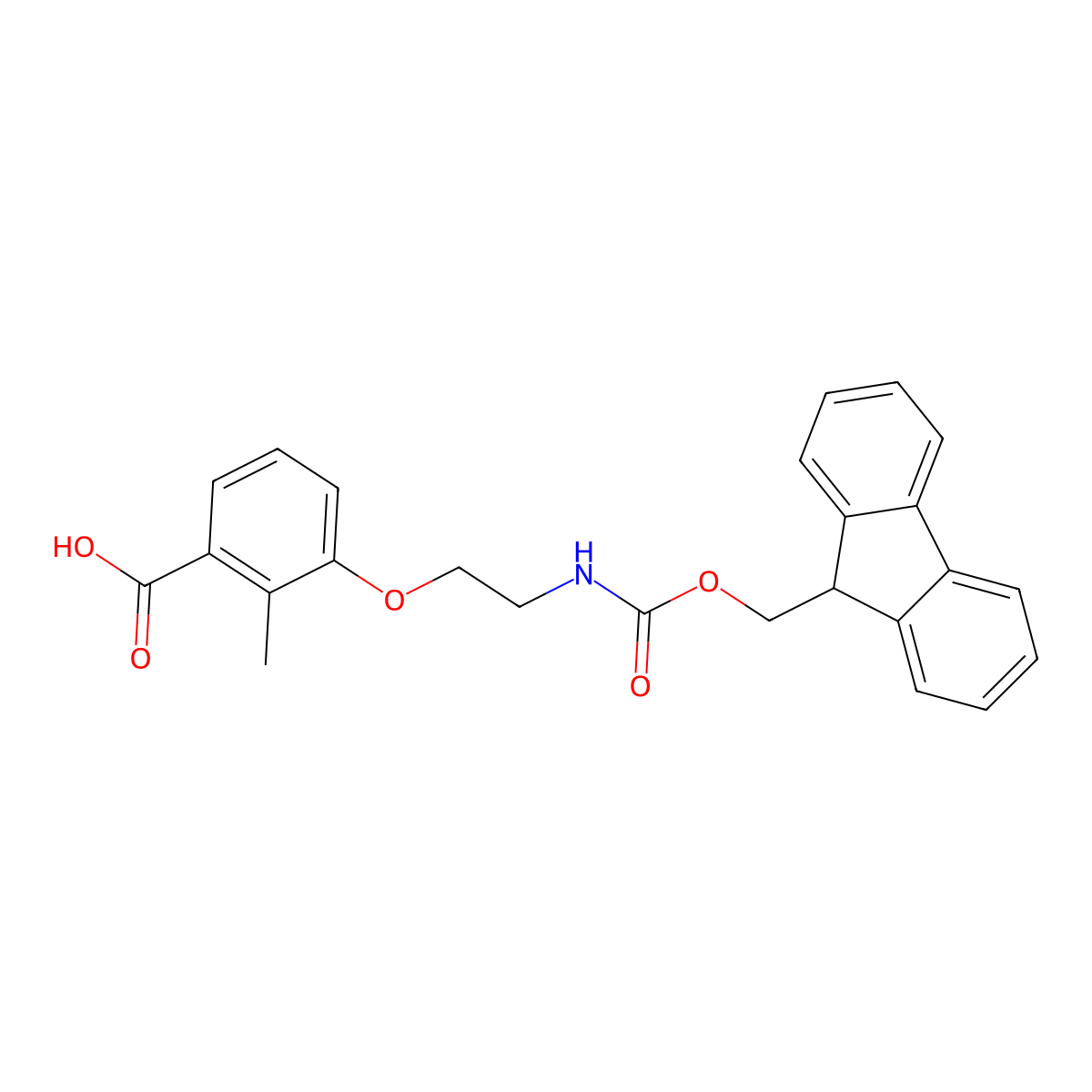 3-[2-({[(9H-fluoren-9-yl)methoxy]carbonyl}amino)ethoxy]-2-methylbenzoic acid molecular structure, CAS 2580189-97-3