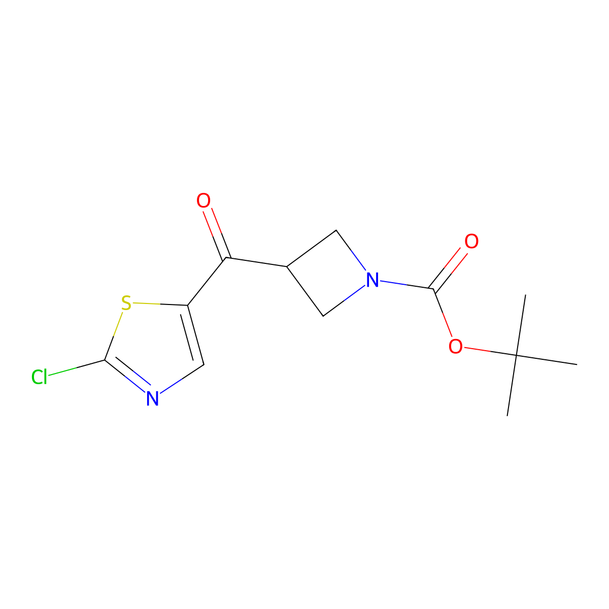 Tert-butyl 3-(2-chloro-1,3-thiazole-5-carbonyl)azetidine-1-carboxylate molecular structure, CAS 2580190-00-5