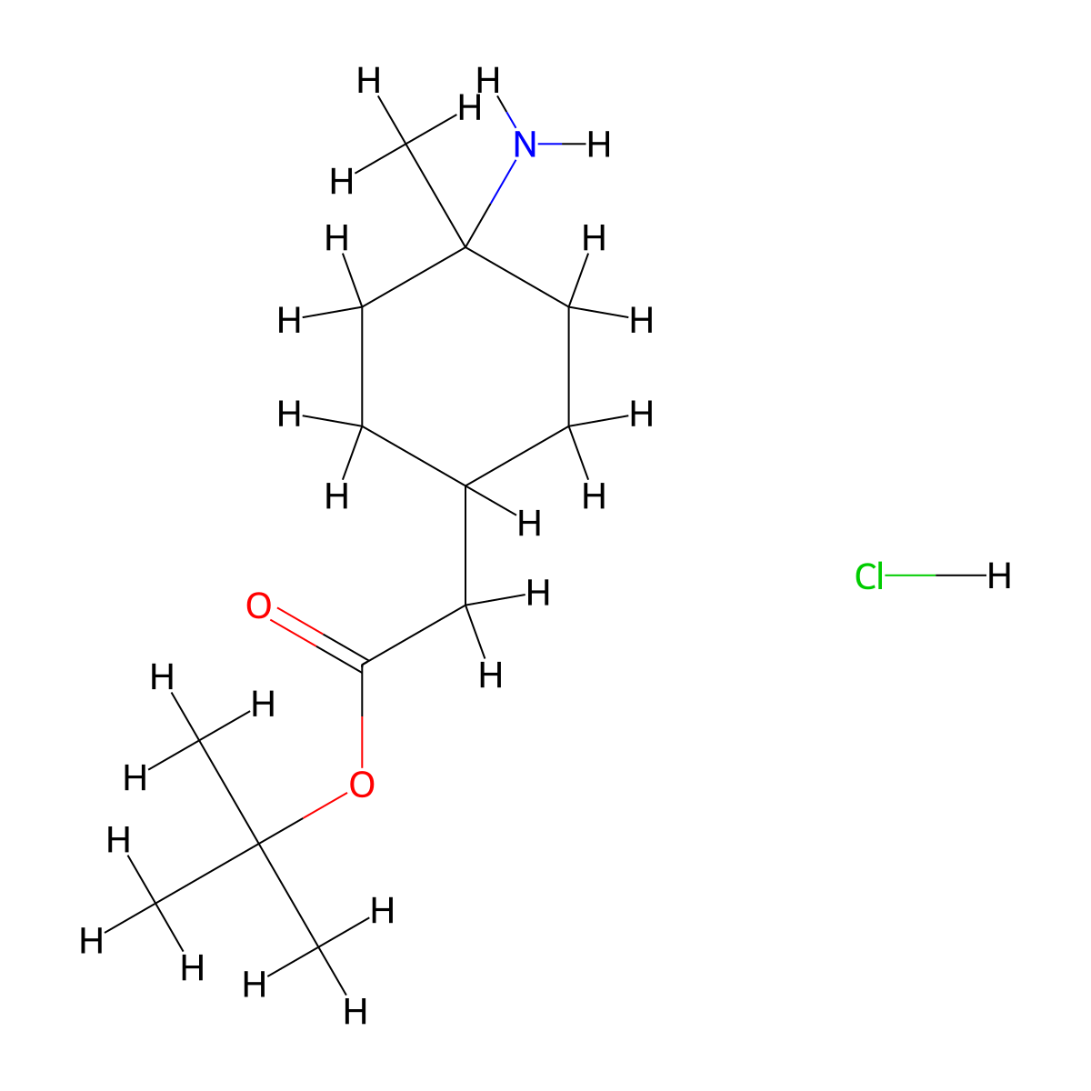 Tert-butyl 2-[(1s,4s)-4-amino-4-methylcyclohexyl]acetate hydrochloride, cis molecular structure, CAS 2580190-06-1