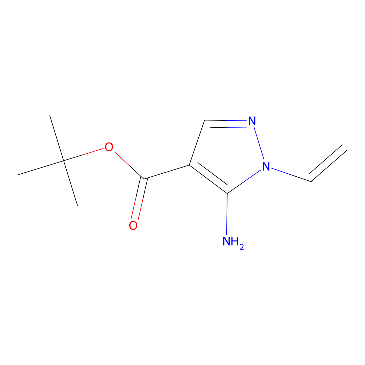 tert-butyl 5-amino-1-ethenyl-1H-pyrazole-4-carboxylate molecular structure, CAS 2580190-17-4