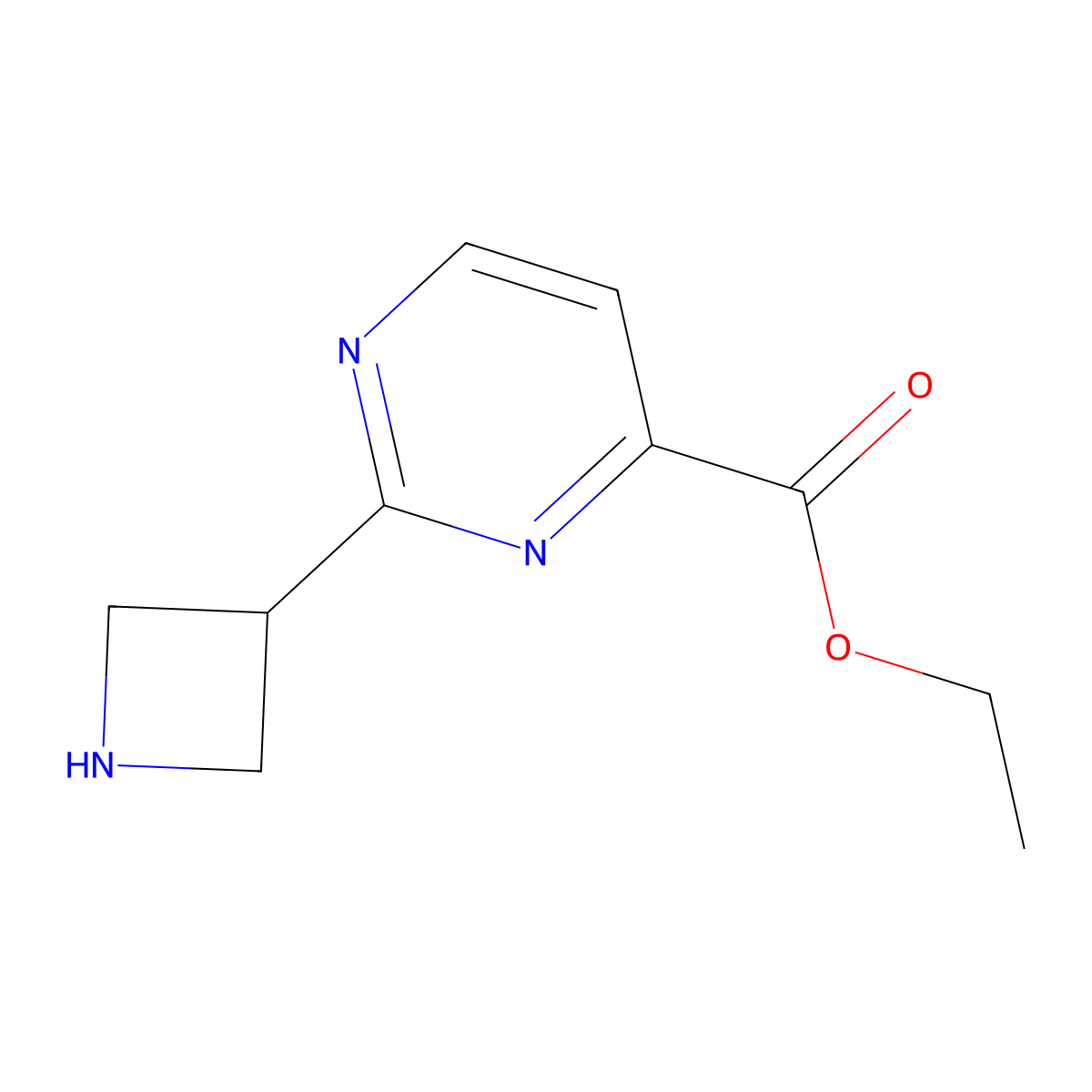 Ethyl 2-(azetidin-3-yl)pyrimidine-4-carboxylate molecular structure, CAS 2580190-18-5
