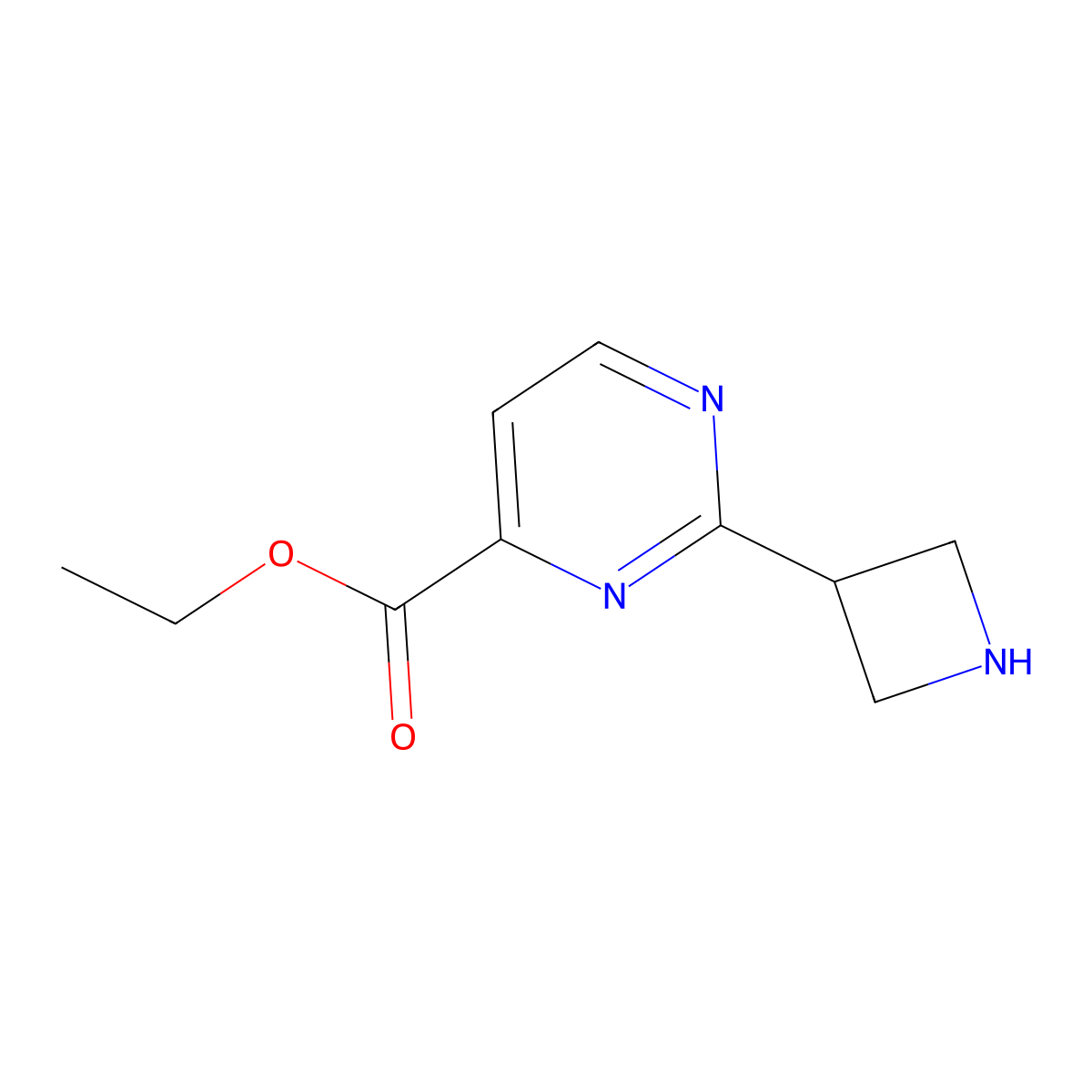 Ethyl 2-(azetidin-3-yl)pyrimidine-4-carboxylate molecular structure, CAS 2580190-18-5