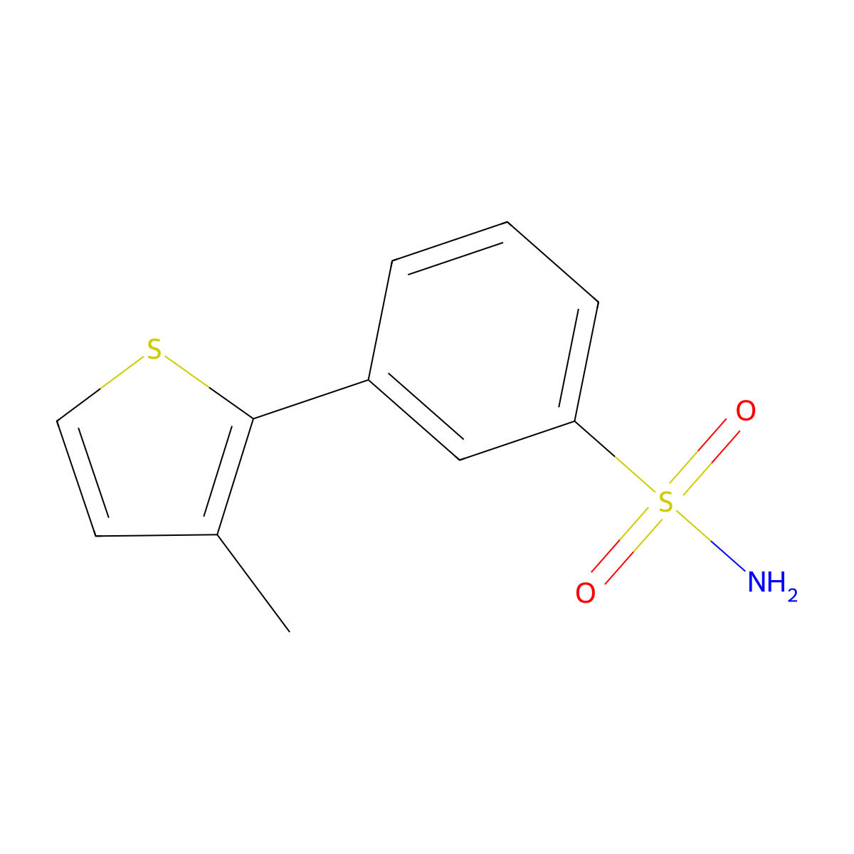 3-(3-Methylthiophen-2-yl)benzene-1-sulfonamide molecular structure, CAS 2580190-34-5