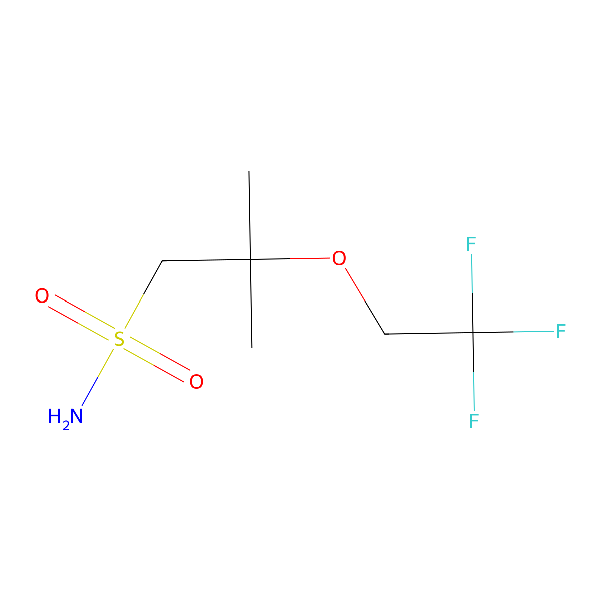 2-Methyl-2-(2,2,2-trifluoroethoxy)propane-1-sulfonamide molecular structure, CAS 2580190-35-6