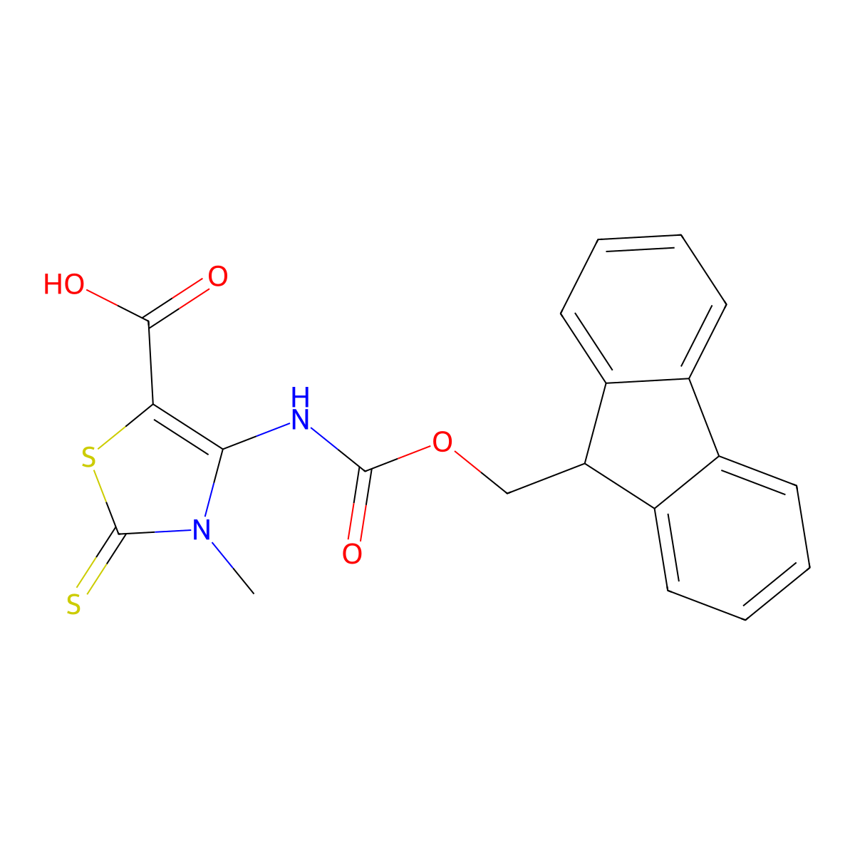 4-({[(9H-fluoren-9-yl)methoxy]carbonyl}amino)-3-methyl-2-sulfanylidene-2,3-dihydro-1,3-thiazole-5-carboxylic acid molecular structure, CAS 2580190-36-7