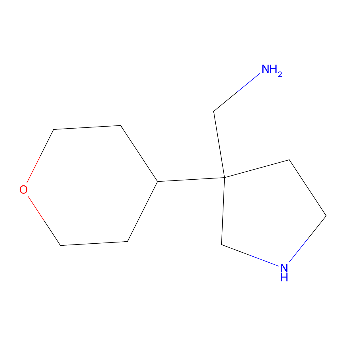 1-[3-(Oxan-4-yl)pyrrolidin-3-yl]methanamine molecular structure, CAS 2580190-41-4