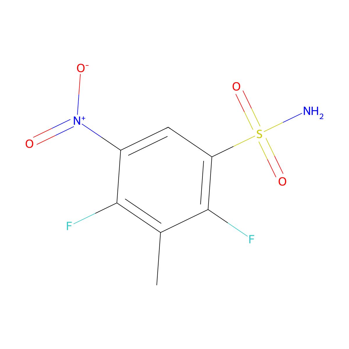 2,4-Difluoro-3-methyl-5-nitrobenzene-1-sulfonamide molecular structure, CAS 2580190-42-5