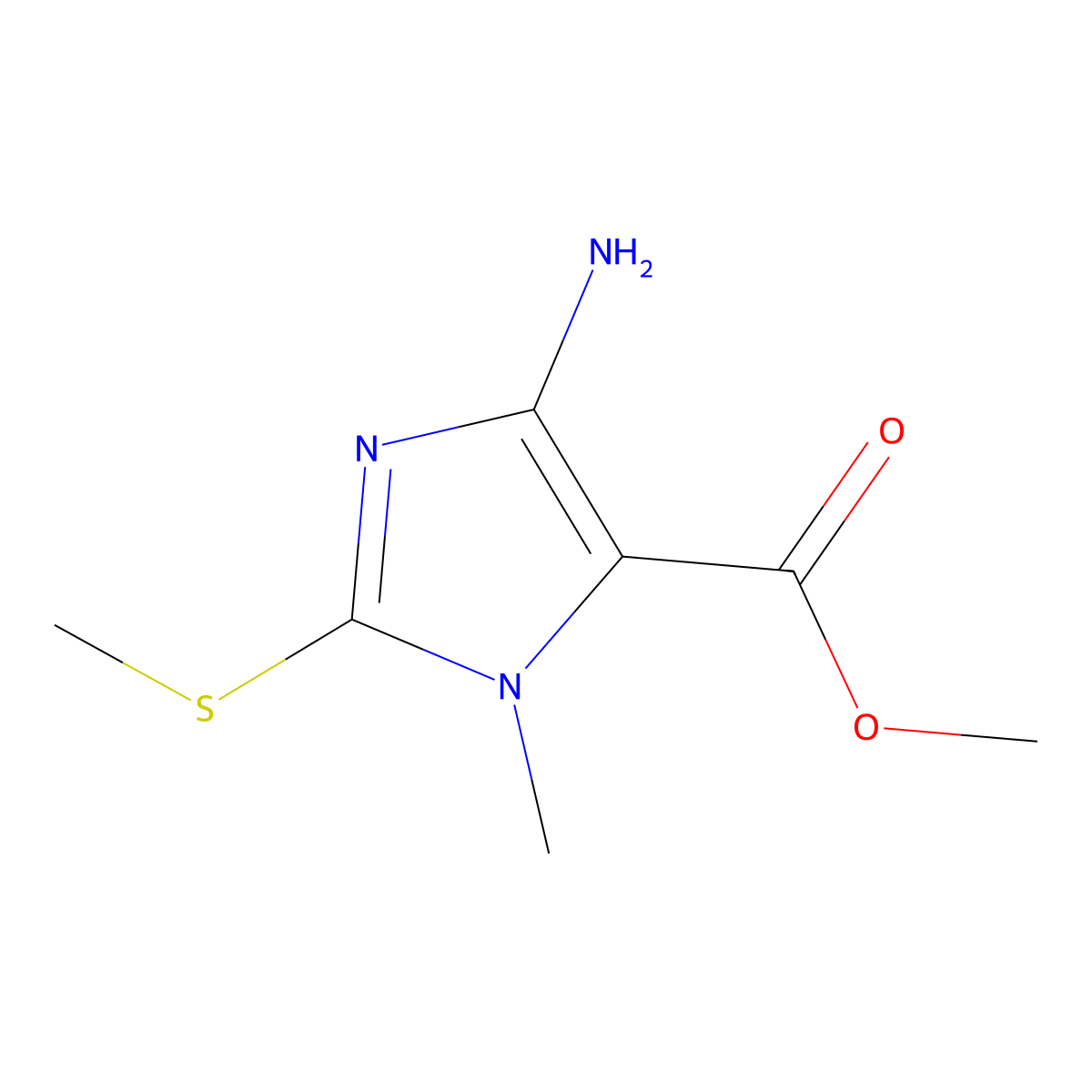 methyl 4-amino-1-methyl-2-(methylsulfanyl)-1H-imidazole-5-carboxylate molecular structure, CAS 2580190-50-5
