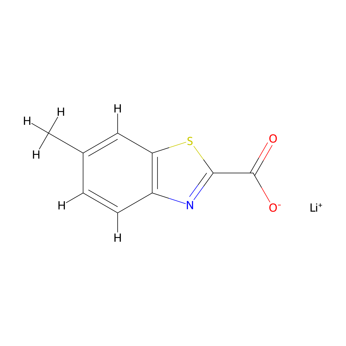 Lithium;6-methyl-1,3-benzothiazole-2-carboxylate molecular structure, CAS 2580190-51-6
