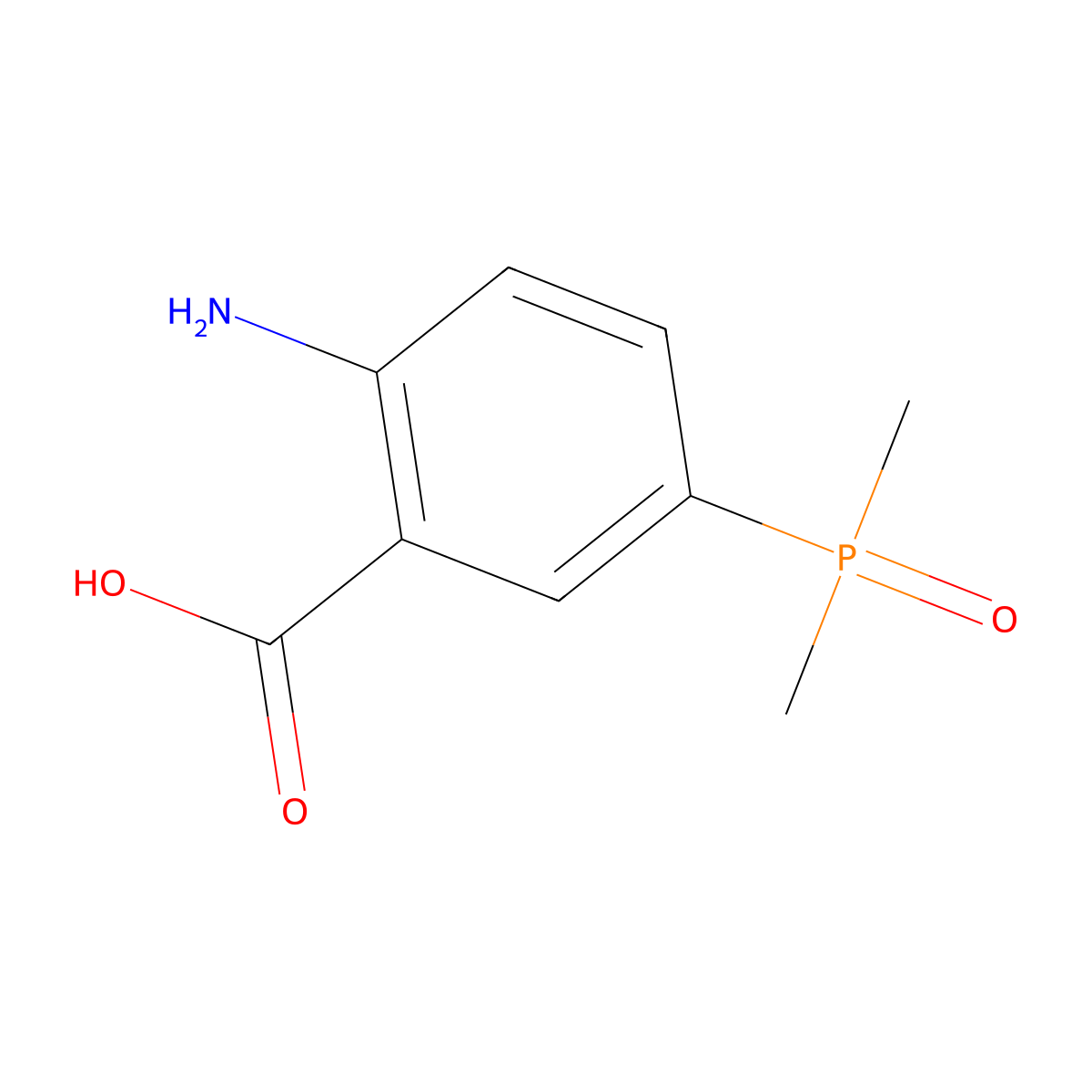 2-Amino-5-(dimethylphosphoryl)benzoic acid molecular structure, CAS 2580190-58-3
