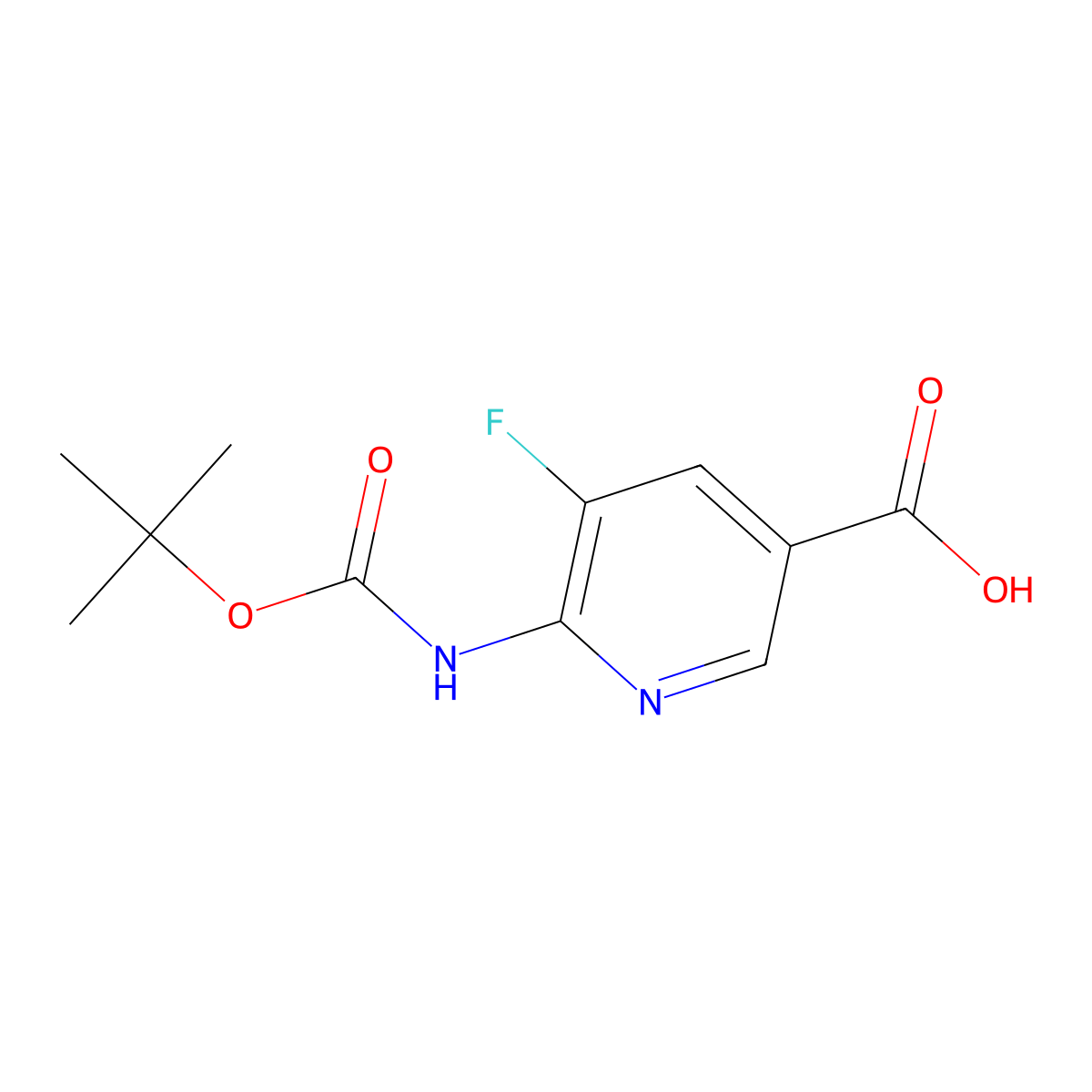 6-{[(Tert-butoxy)carbonyl]amino}-5-fluoropyridine-3-carboxylic acid molecular structure, CAS 2580190-60-7
