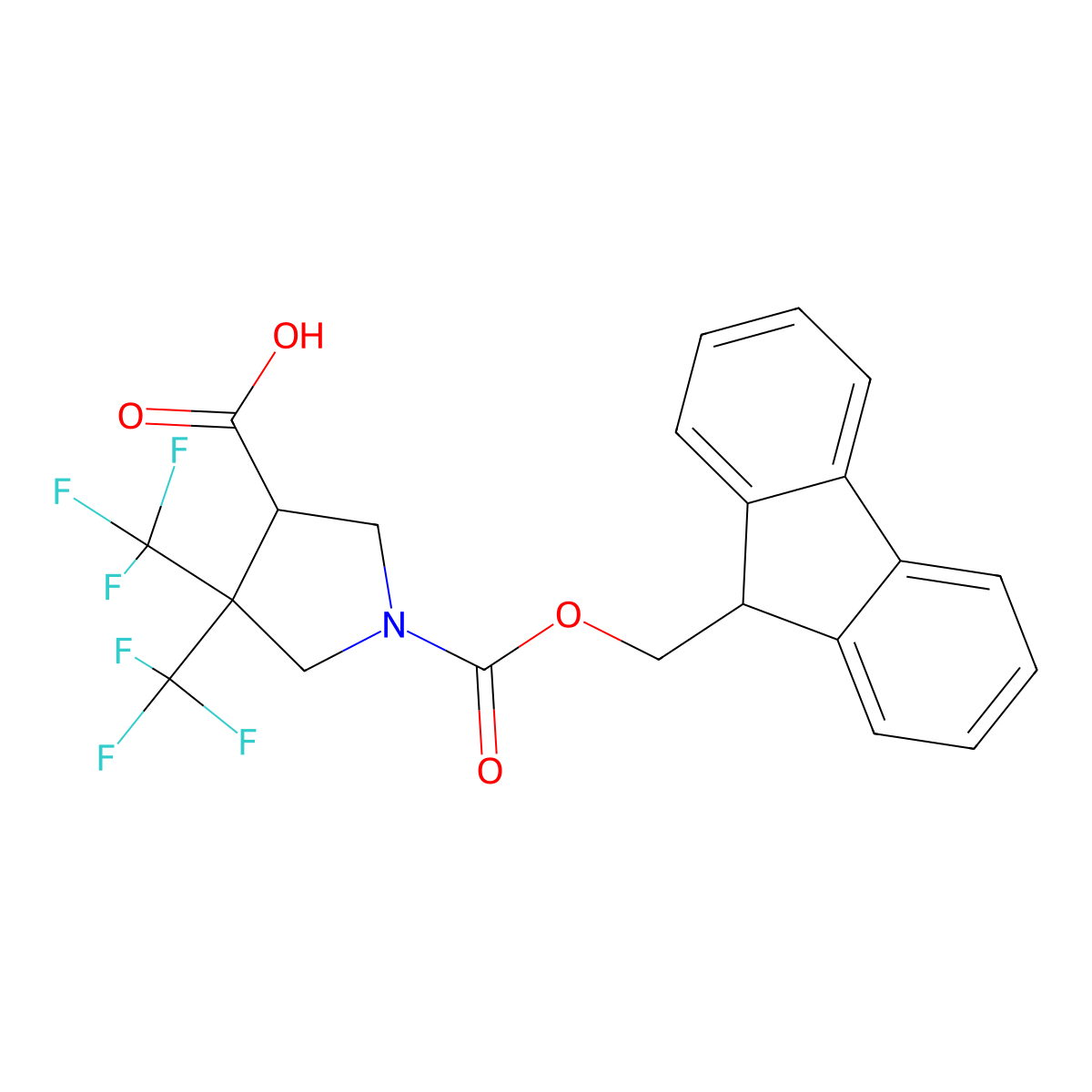1-{[(9H-fluoren-9-yl)methoxy]carbonyl}-4,4-bis(trifluoromethyl)pyrrolidine-3-carboxylic acid molecular structure, CAS 2580190-61-8
