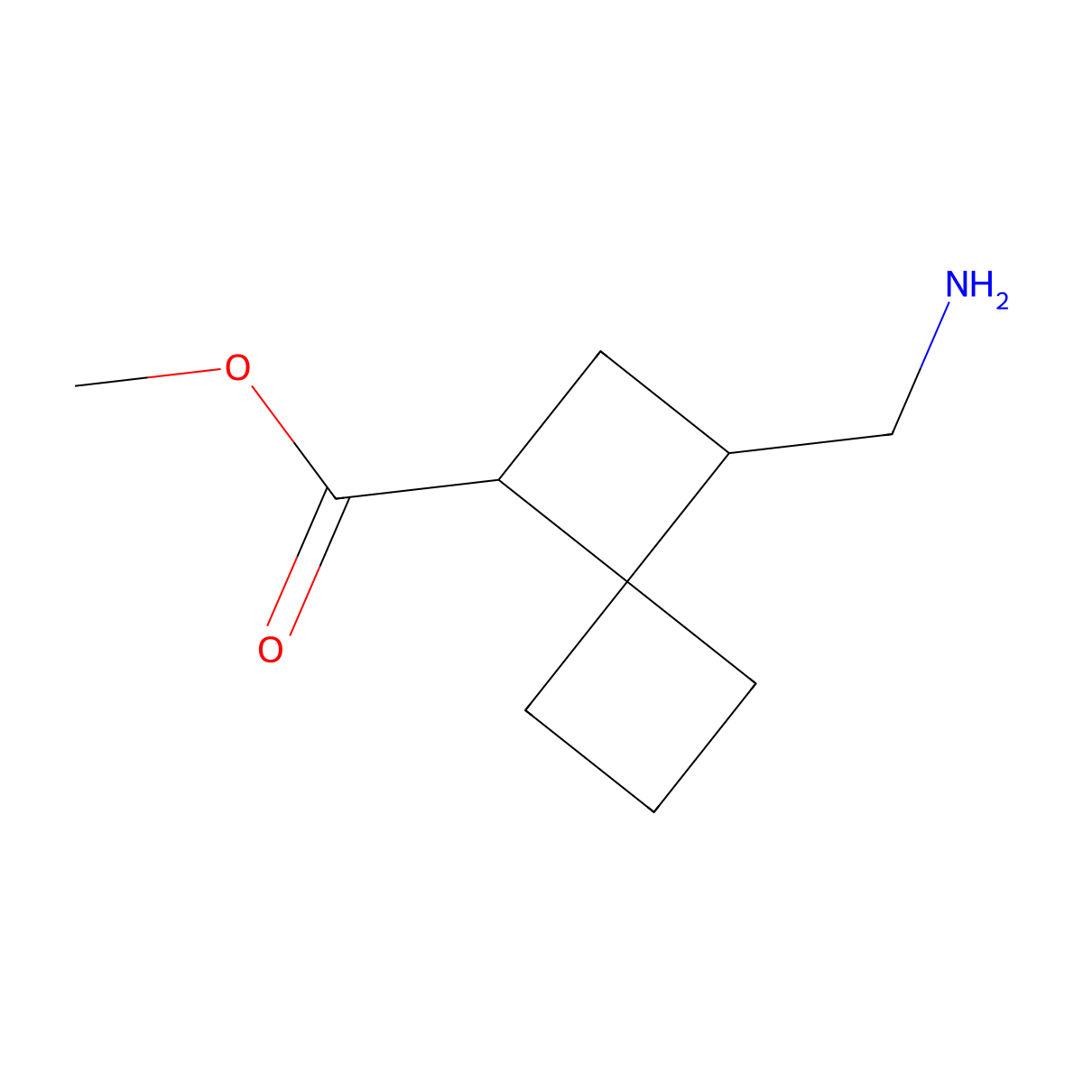Methyl 3-(aminomethyl)spiro[3.3]heptane-1-carboxylate molecular structure, CAS 2580190-64-1