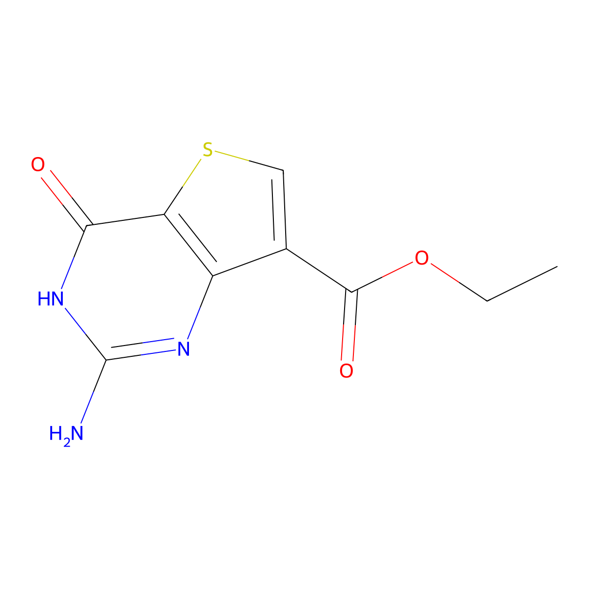 ethyl 2-amino-4-oxo-1H,4H-thieno[3,2-d]pyrimidine-7-carboxylate molecular structure, CAS 2580190-72-1