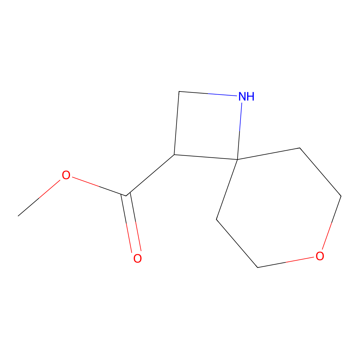 Methyl 7-oxa-1-azaspiro[3.5]nonane-3-carboxylate molecular structure, CAS 2580190-75-4