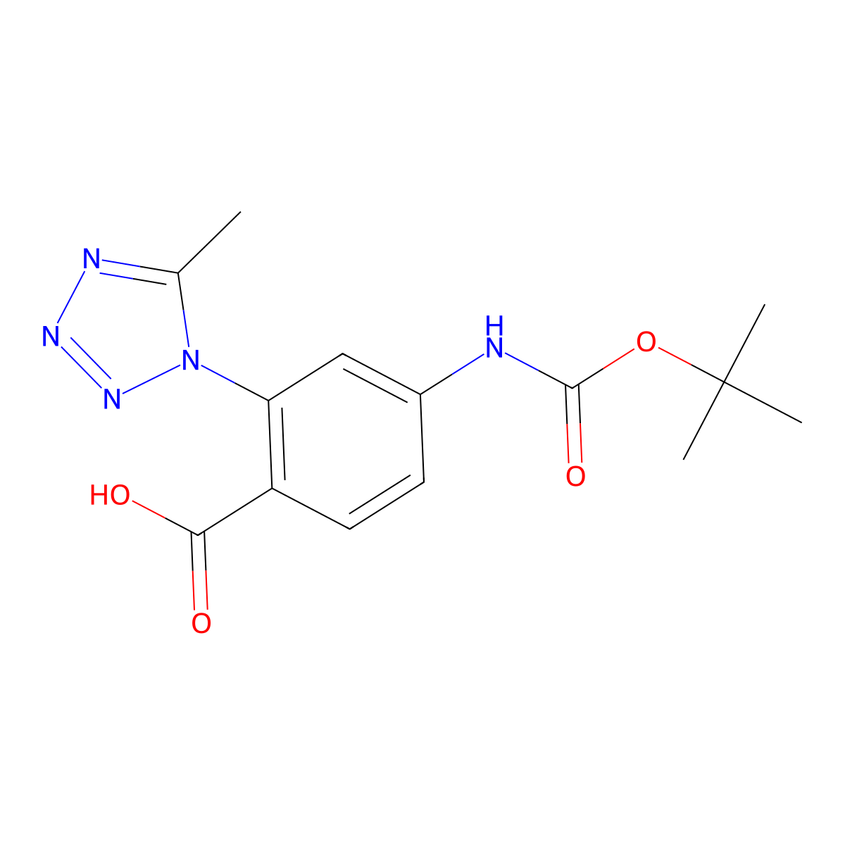 4-{[(tert-butoxy)carbonyl]amino}-2-(5-methyl-1H-1,2,3,4-tetrazol-1-yl)benzoic acid molecular structure, CAS 2580190-77-6