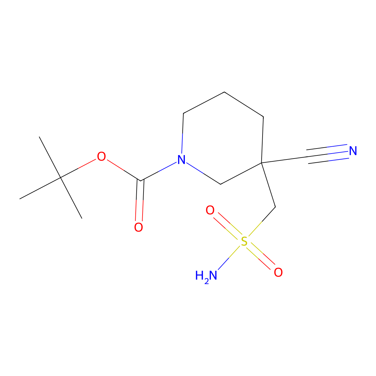 Tert-butyl 3-cyano-3-(sulfamoylmethyl)piperidine-1-carboxylate molecular structure, CAS 2580190-79-8