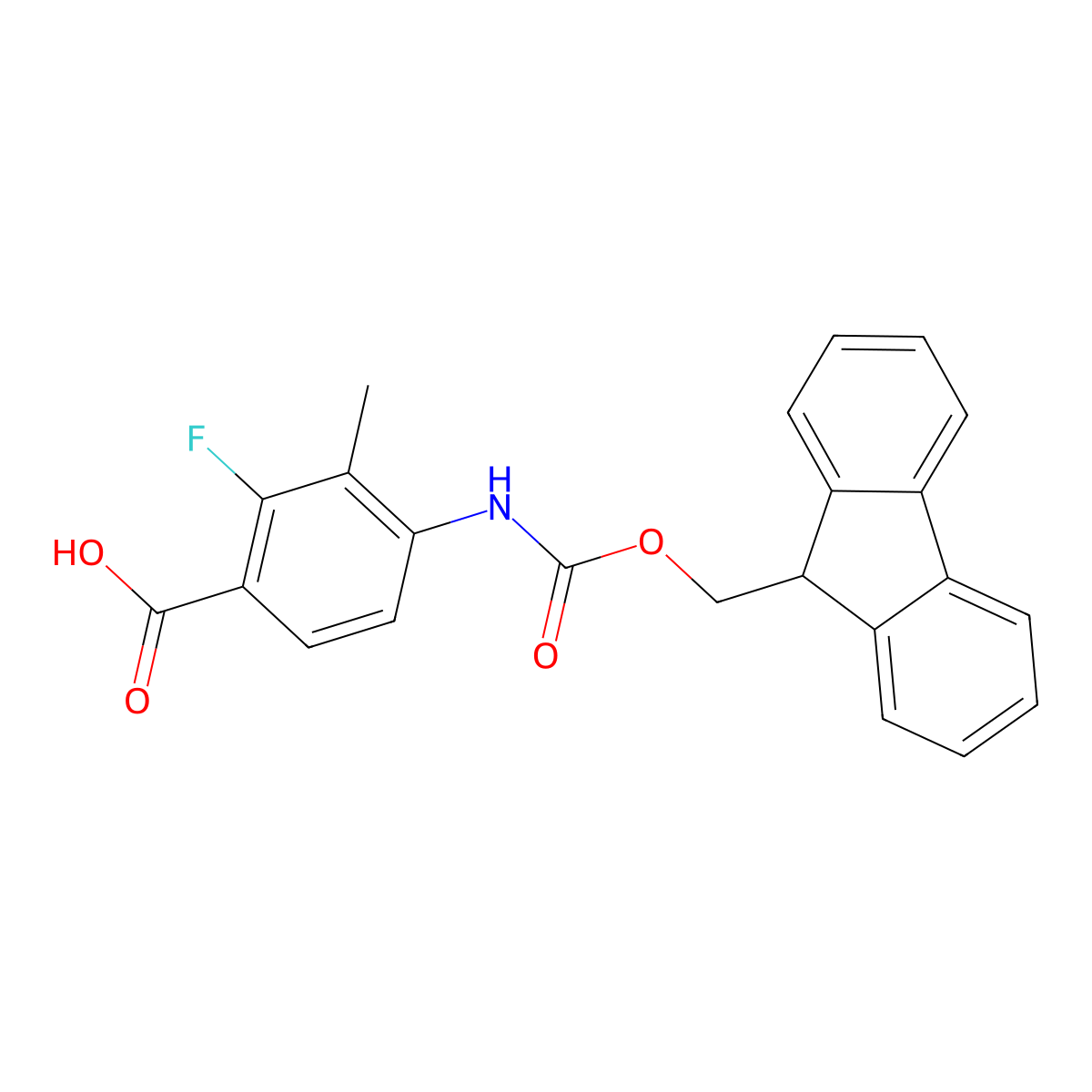 4-({[(9H-fluoren-9-yl)methoxy]carbonyl}amino)-2-fluoro-3-methylbenzoic acid molecular structure, CAS 2580190-84-5