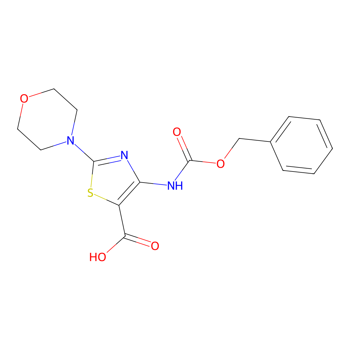 4-{[(Benzyloxy)carbonyl]amino}-2-(morpholin-4-yl)-1,3-thiazole-5-carboxylic acid molecular structure, CAS 2580190-87-8