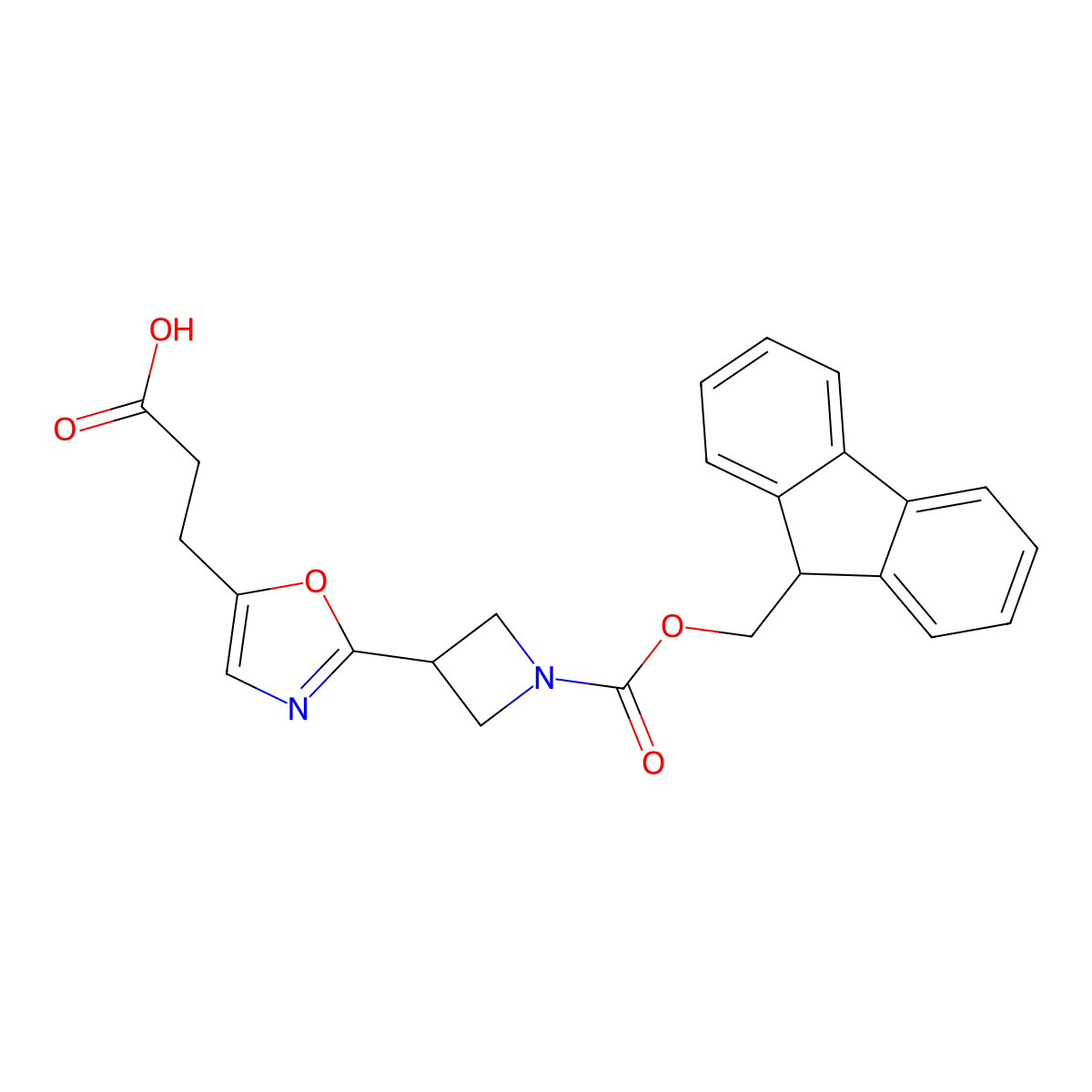 3-[2-(1-{[(9H-fluoren-9-yl)methoxy]carbonyl}azetidin-3-yl)-1,3-oxazol-5-yl]propanoic acid molecular structure, CAS 2580190-90-3