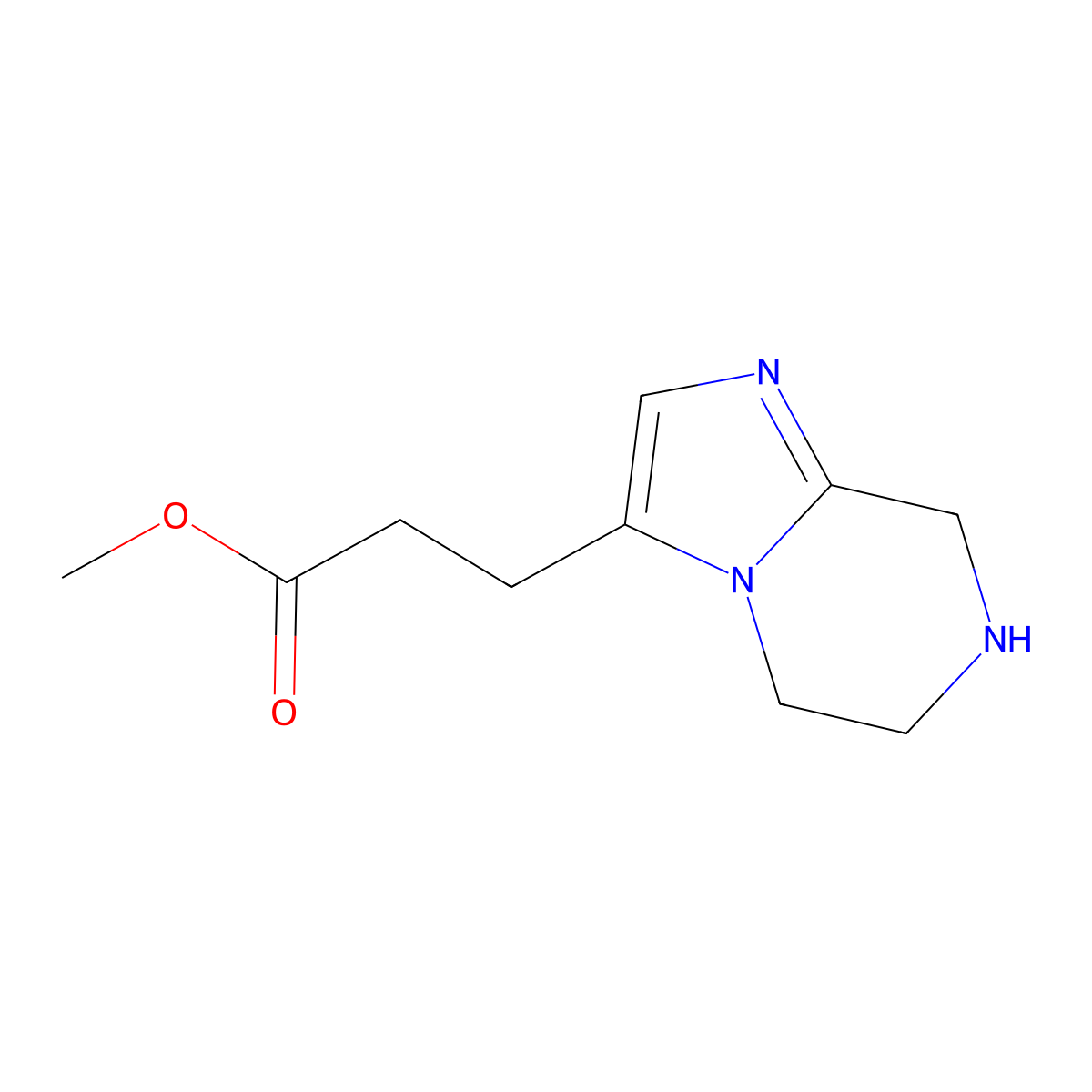 methyl 3-{5H,6H,7H,8H-imidazo[1,2-a]pyrazin-3-yl}propanoate molecular structure, CAS 2580190-93-6