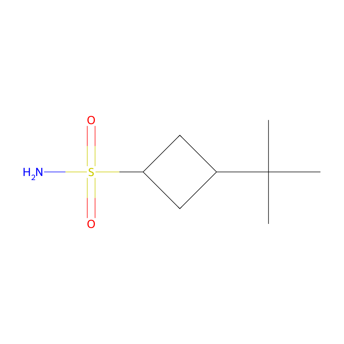 3-Tert-butylcyclobutane-1-sulfonamide molecular structure, CAS 2580190-96-9