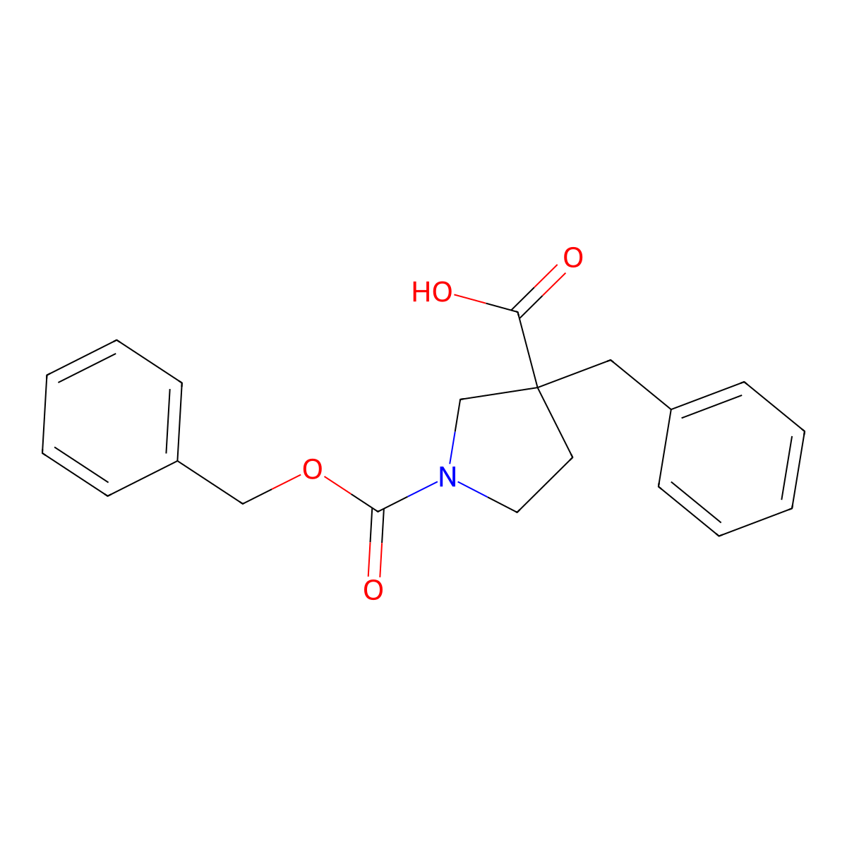 3-Benzyl-1-[(benzyloxy)carbonyl]pyrrolidine-3-carboxylic acid molecular structure, CAS 2580191-09-7