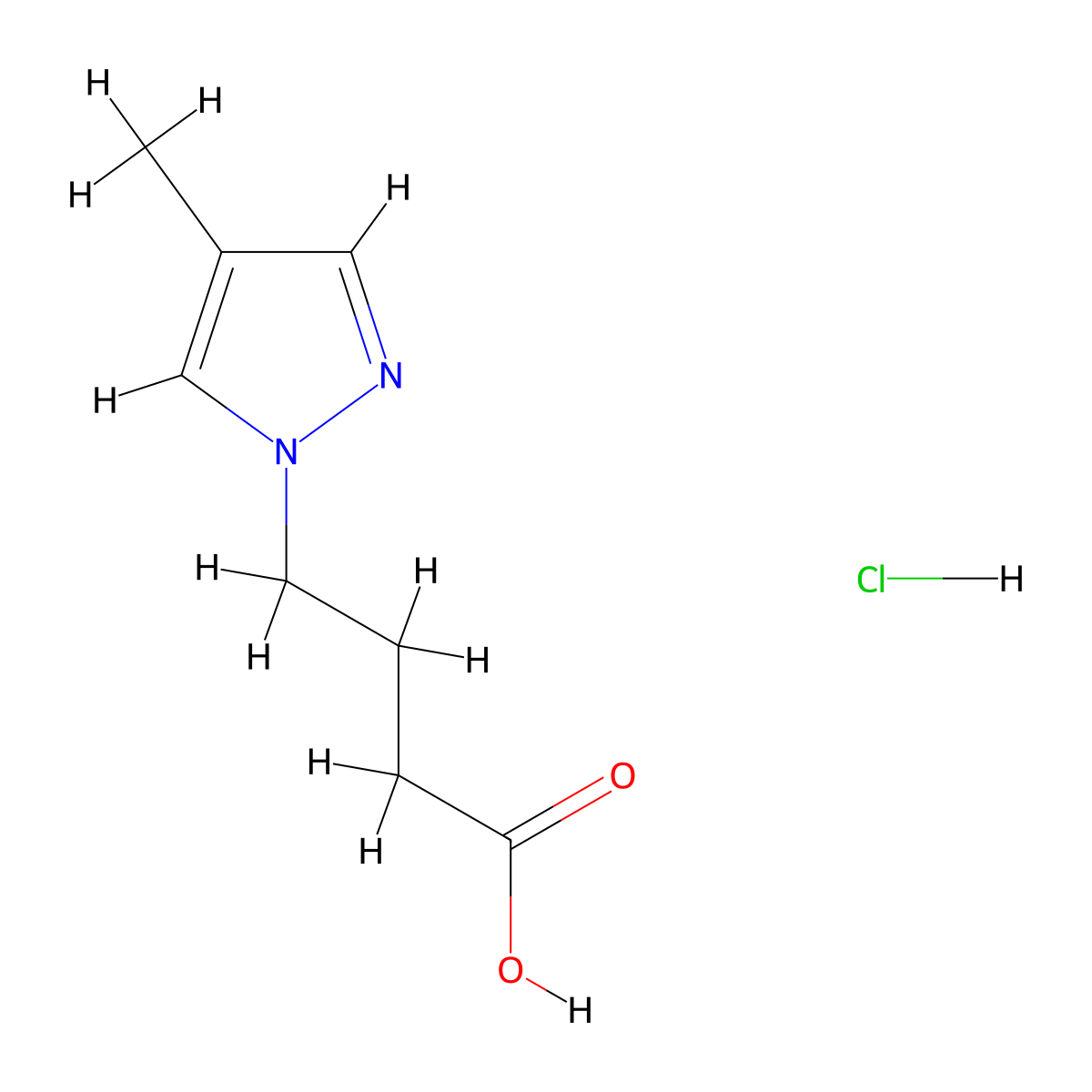 4-(4-methyl-1H-pyrazol-1-yl)butanoic acid hydrochloride molecular structure, CAS 2580191-13-3