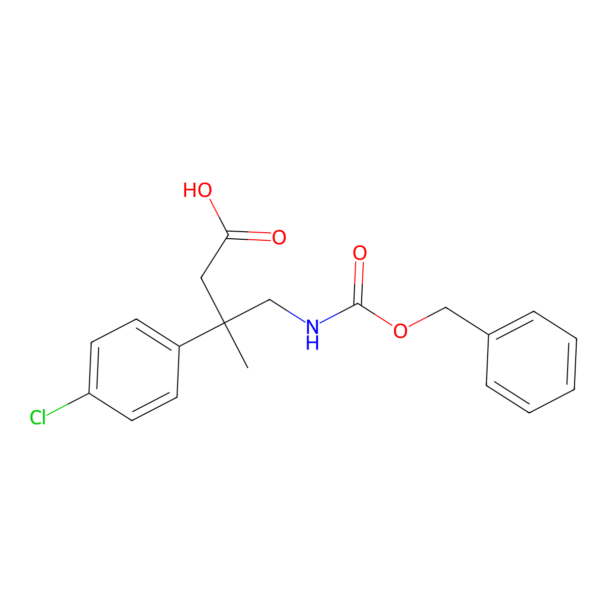 4-{[(Benzyloxy)carbonyl]amino}-3-(4-chlorophenyl)-3-methylbutanoic acid molecular structure, CAS 2580191-27-9