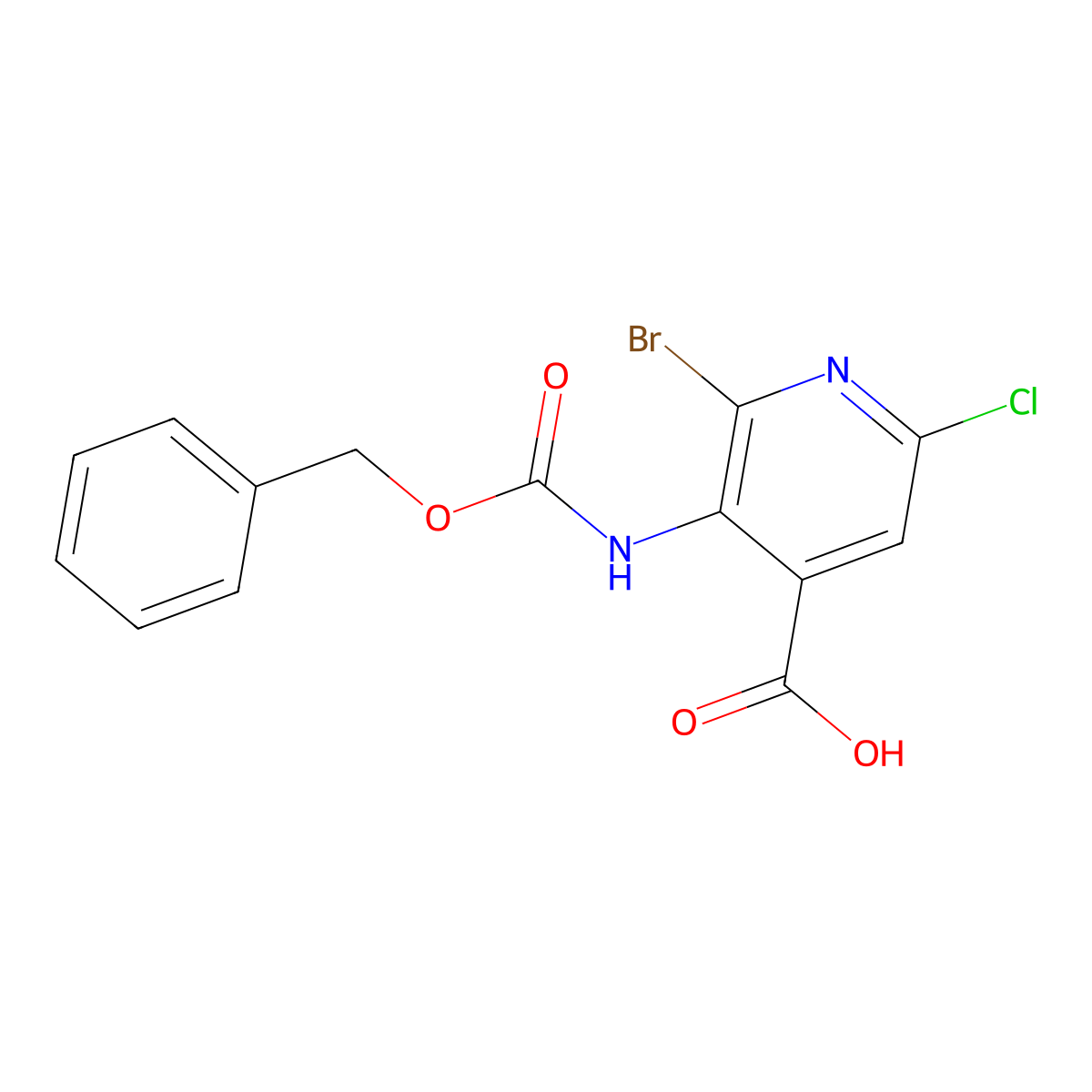 3-{[(Benzyloxy)carbonyl]amino}-2-bromo-6-chloropyridine-4-carboxylic acid molecular structure, CAS 2580191-30-4