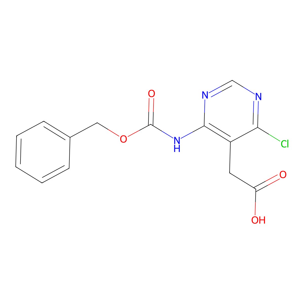 2-(4-{[(Benzyloxy)carbonyl]amino}-6-chloropyrimidin-5-yl)acetic acid molecular structure, CAS 2580191-31-5