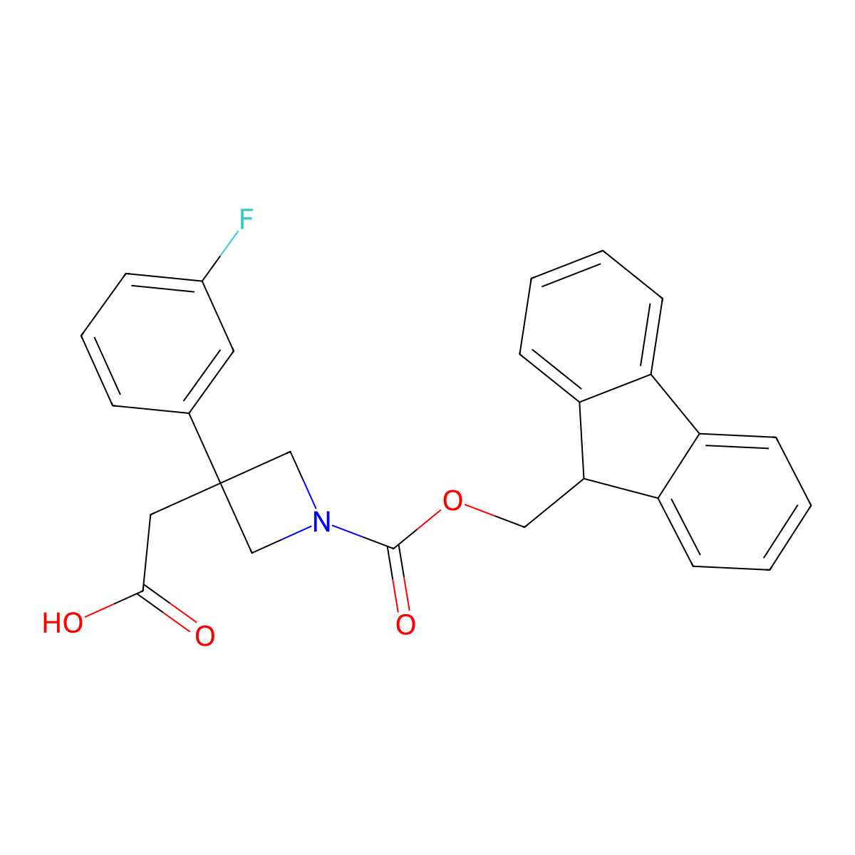 2-[1-(9H-Fluoren-9-ylmethoxycarbonyl)-3-(3-fluorophenyl)azetidin-3-yl]acetic acid molecular structure, CAS 2580191-33-7