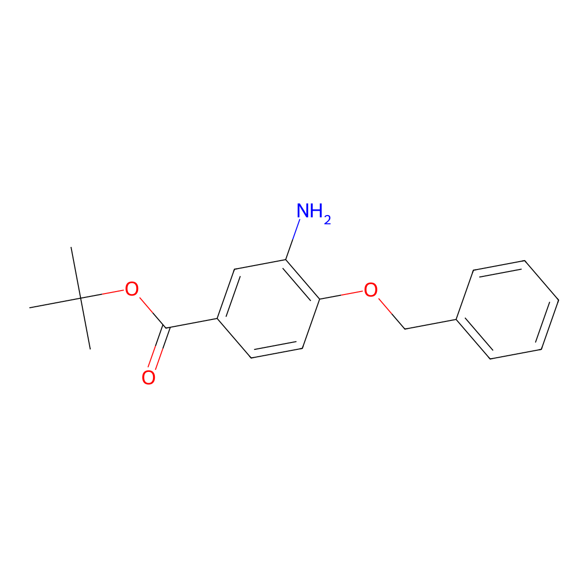 Tert-butyl 3-amino-4-(benzyloxy)benzoate molecular structure, CAS 2580191-37-1