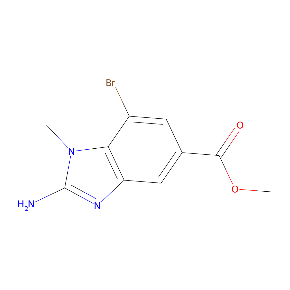 methyl 2-amino-7-bromo-1-methyl-1H-1,3-benzodiazole-5-carboxylate molecular structure, CAS 2580191-47-3