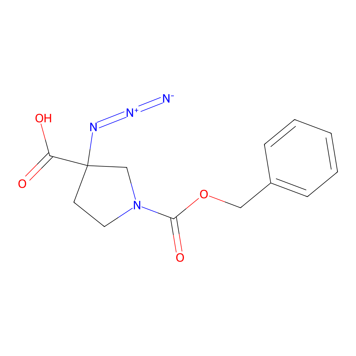 3-Azido-1-[(benzyloxy)carbonyl]pyrrolidine-3-carboxylic acid molecular structure, CAS 2580191-53-1