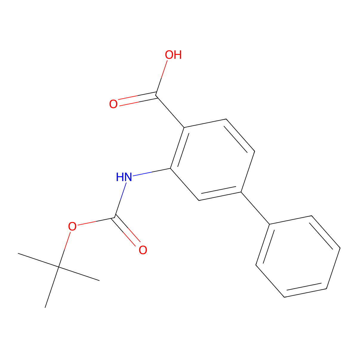 3-{[(Tert-butoxy)carbonyl]amino}-[1,1'-biphenyl]-4-carboxylic acid molecular structure, CAS 2580191-56-4